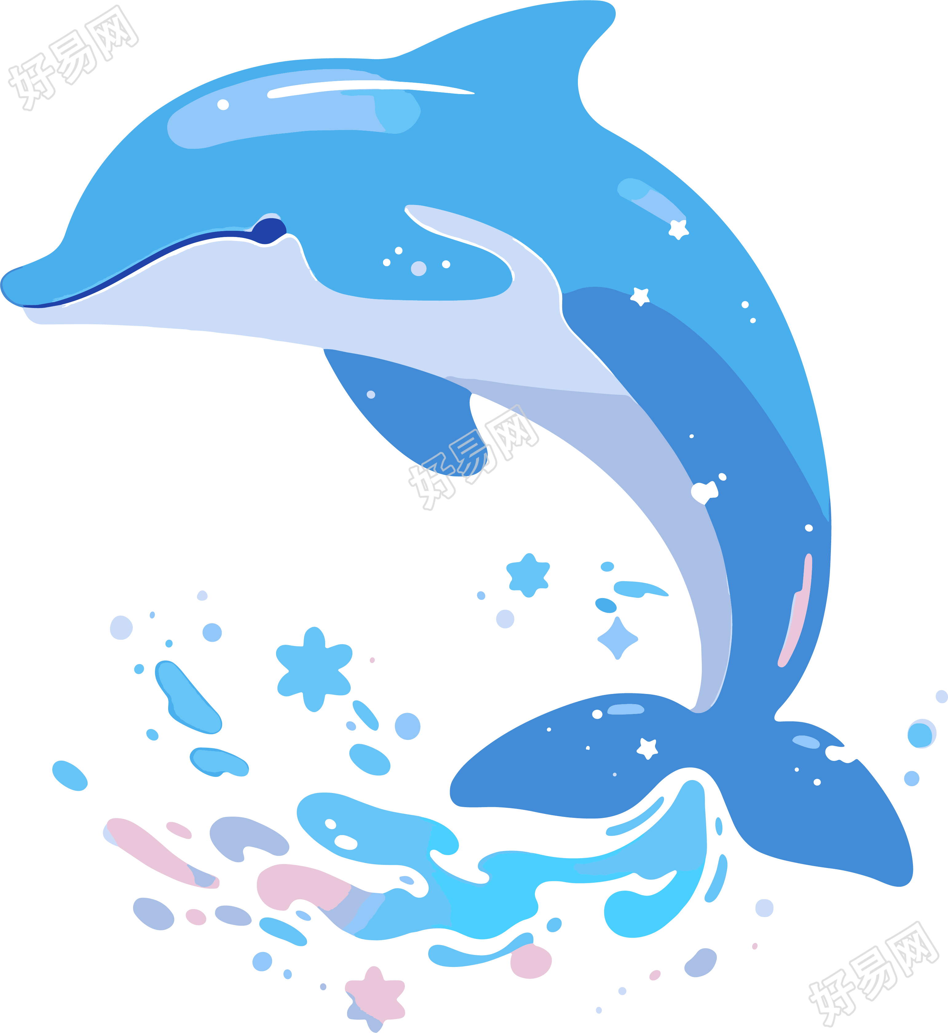 海豚卡通商用插画设计