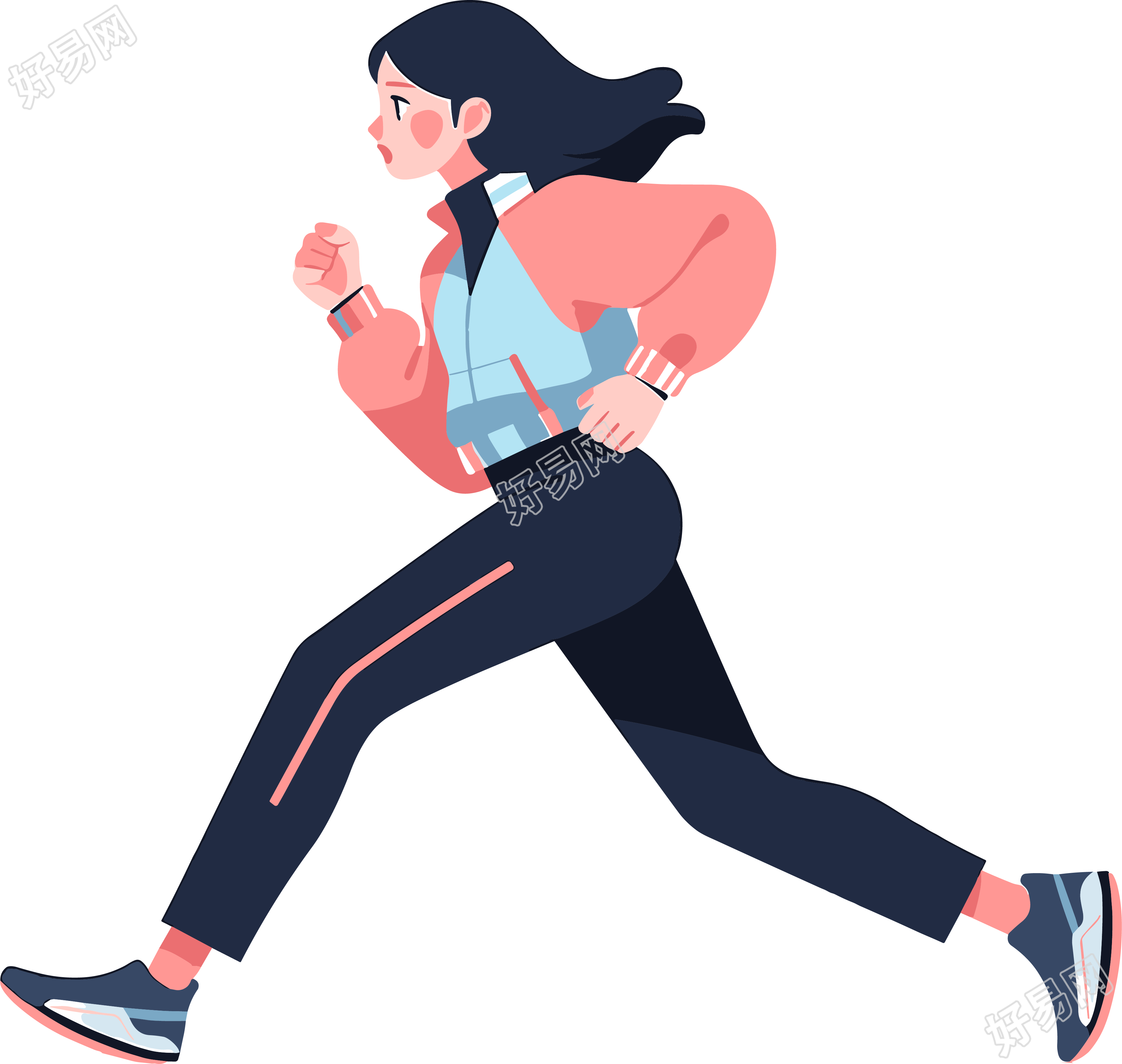 晨跑女孩插画