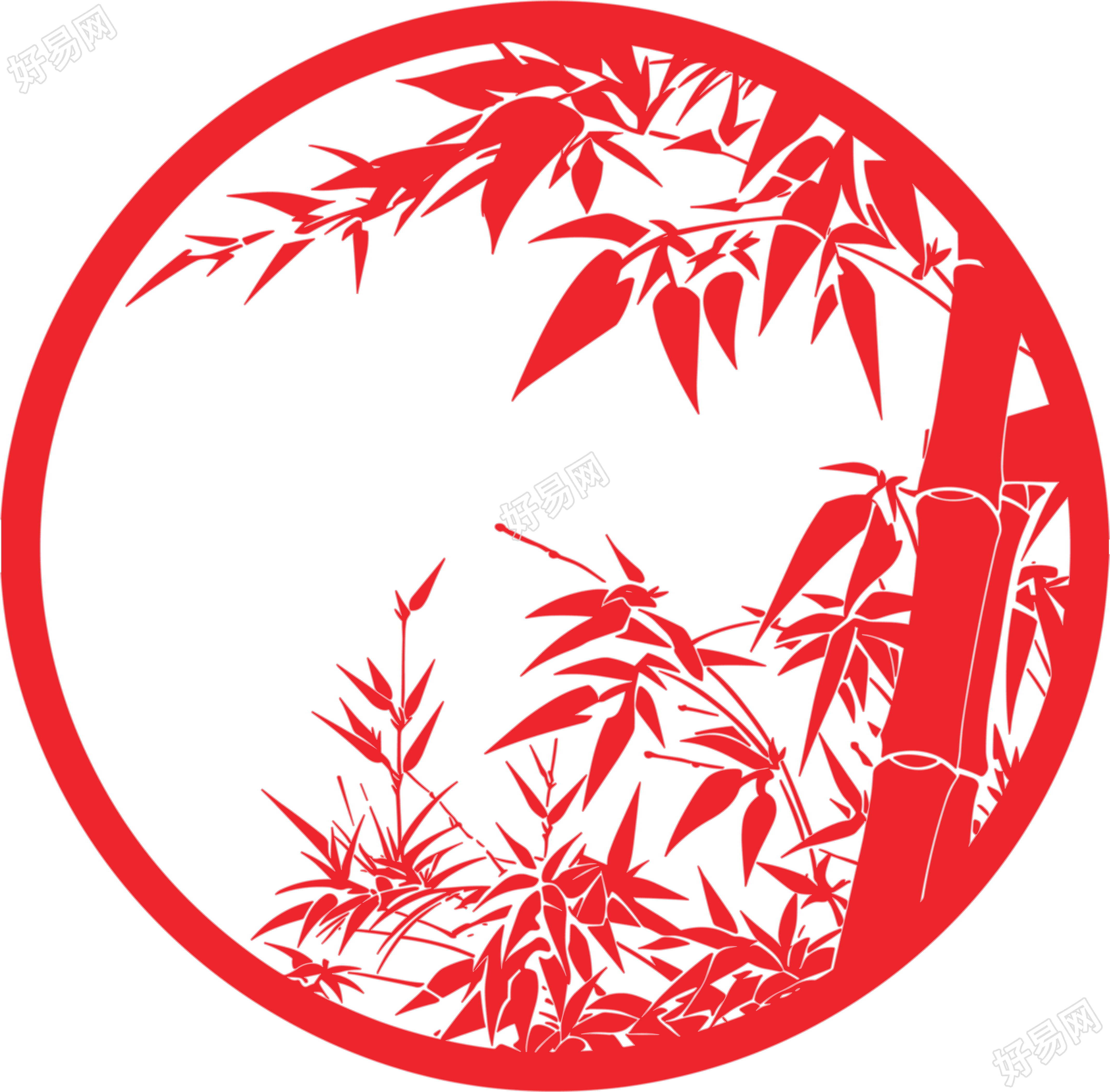 剪纸图案竹子插图