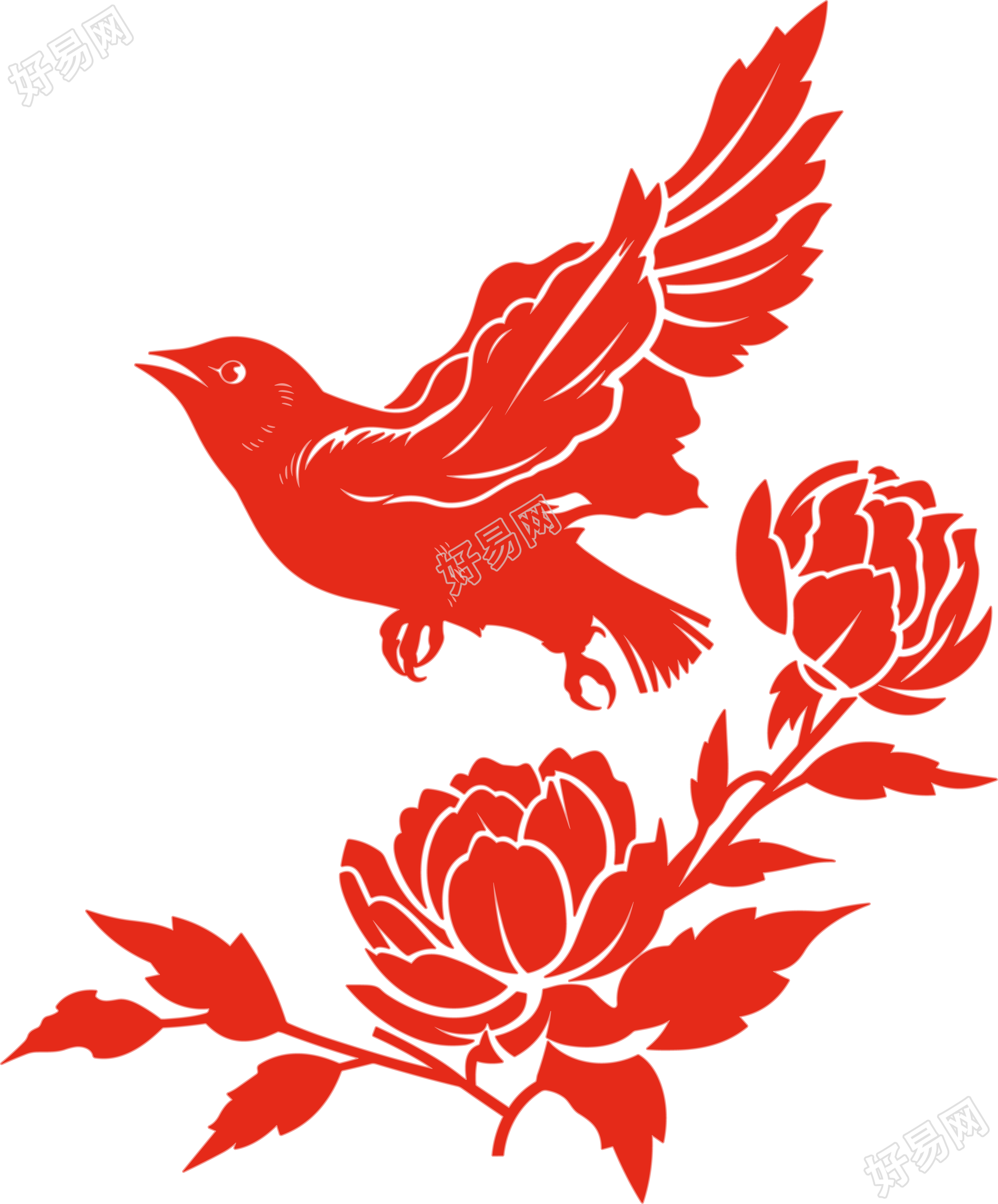 剪纸图案喜鹊透明背景素材