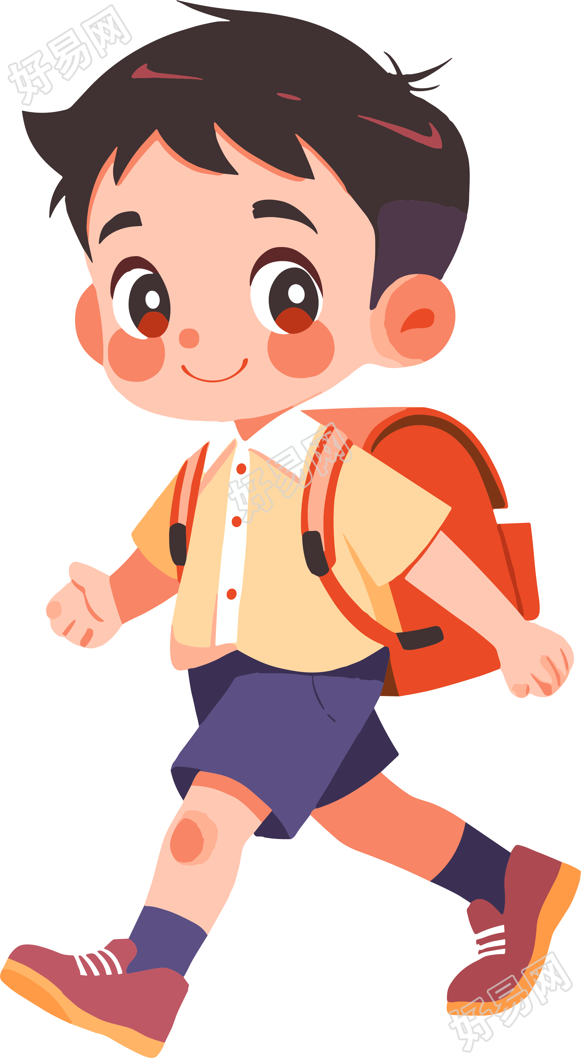 幼儿园卡通学生扁平插图