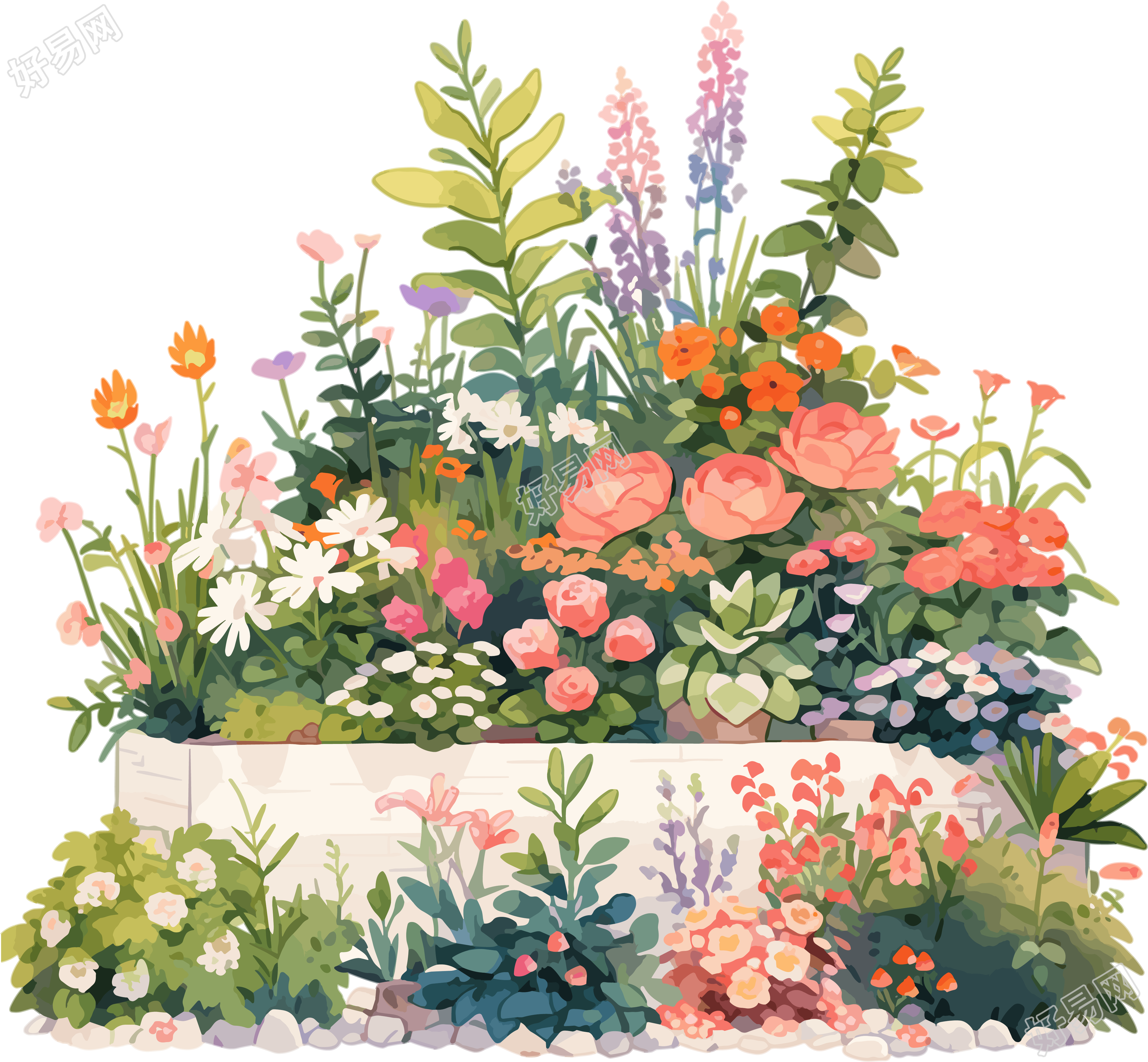 花园卡通插图