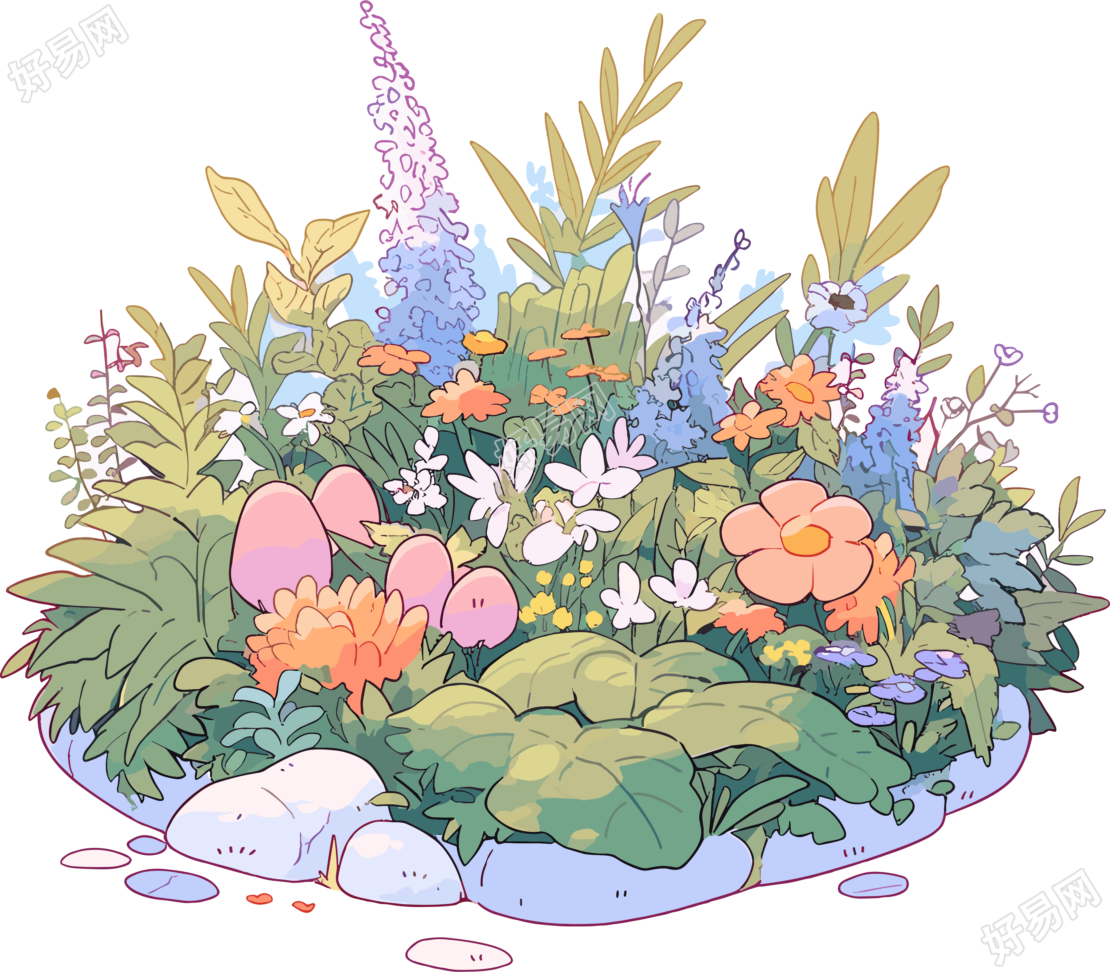 花园卡通插画素材