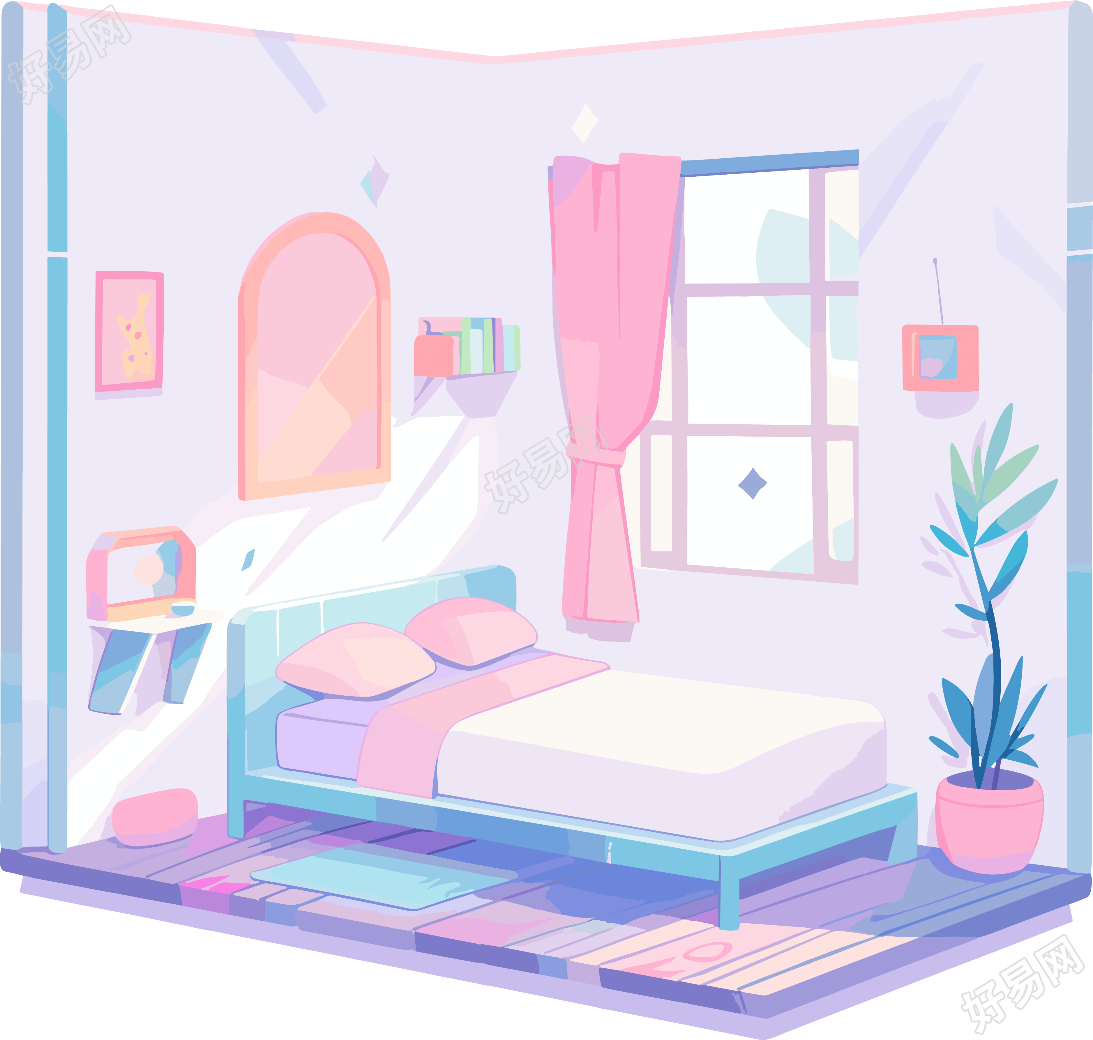 卧室卡通插画