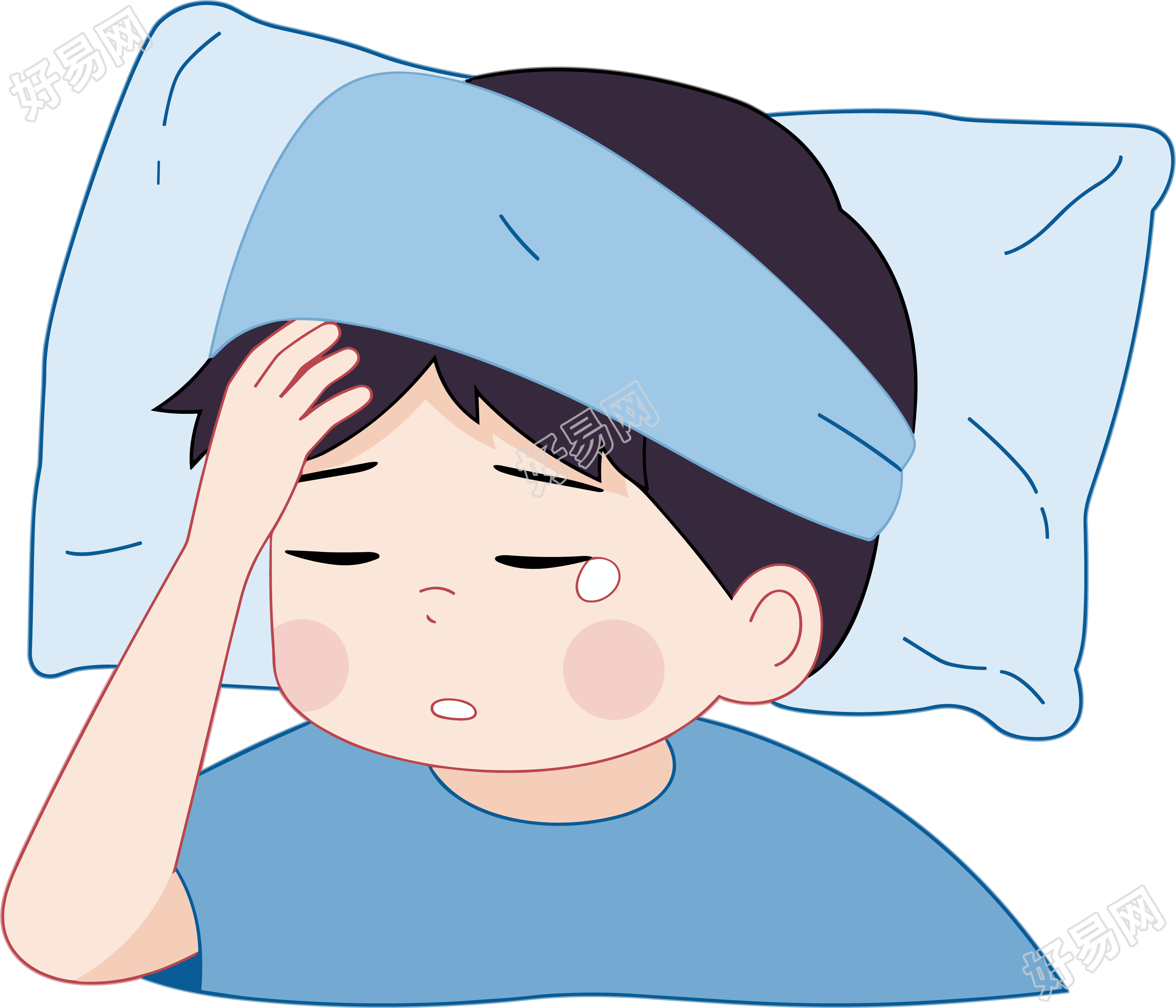 发烧扁平插图