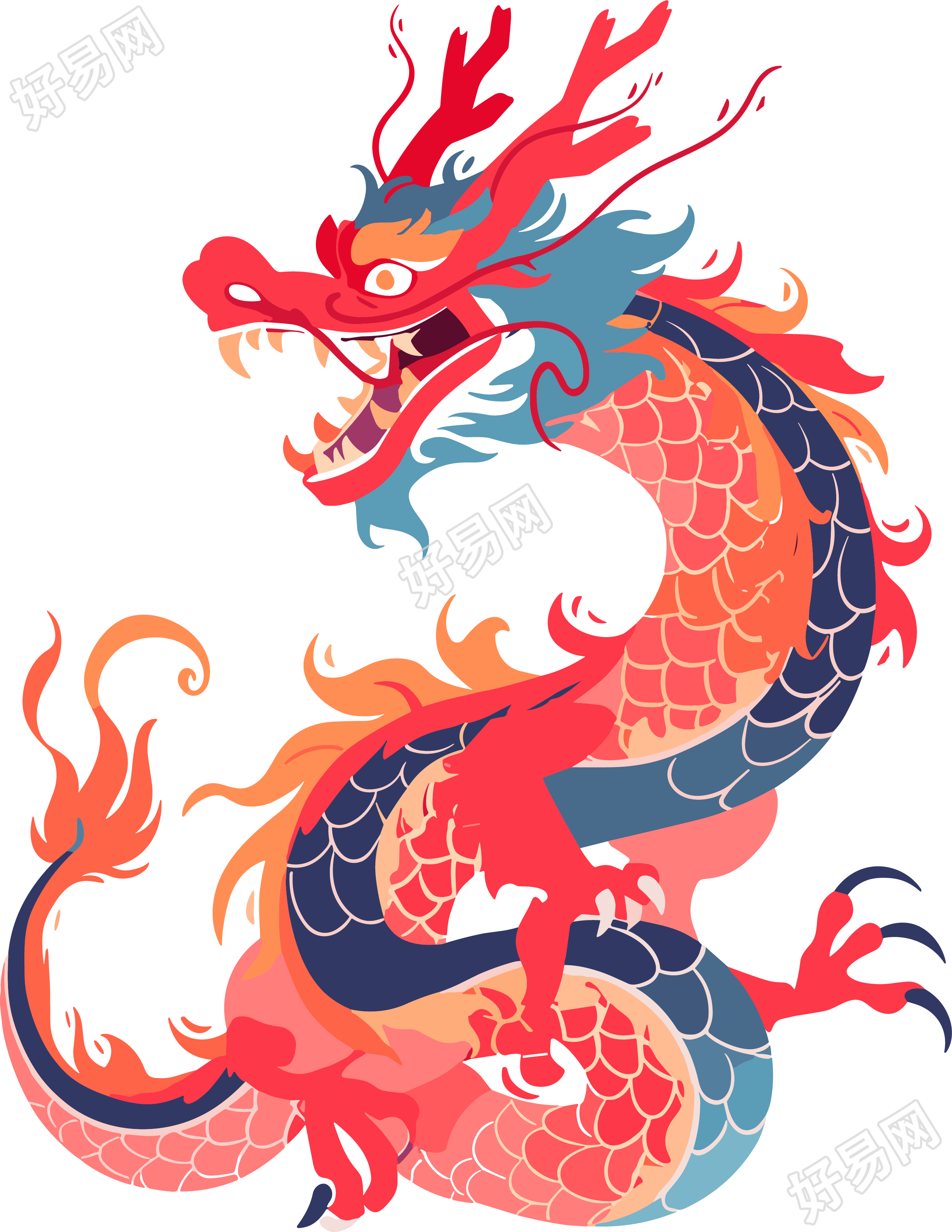龙矢量平面插画