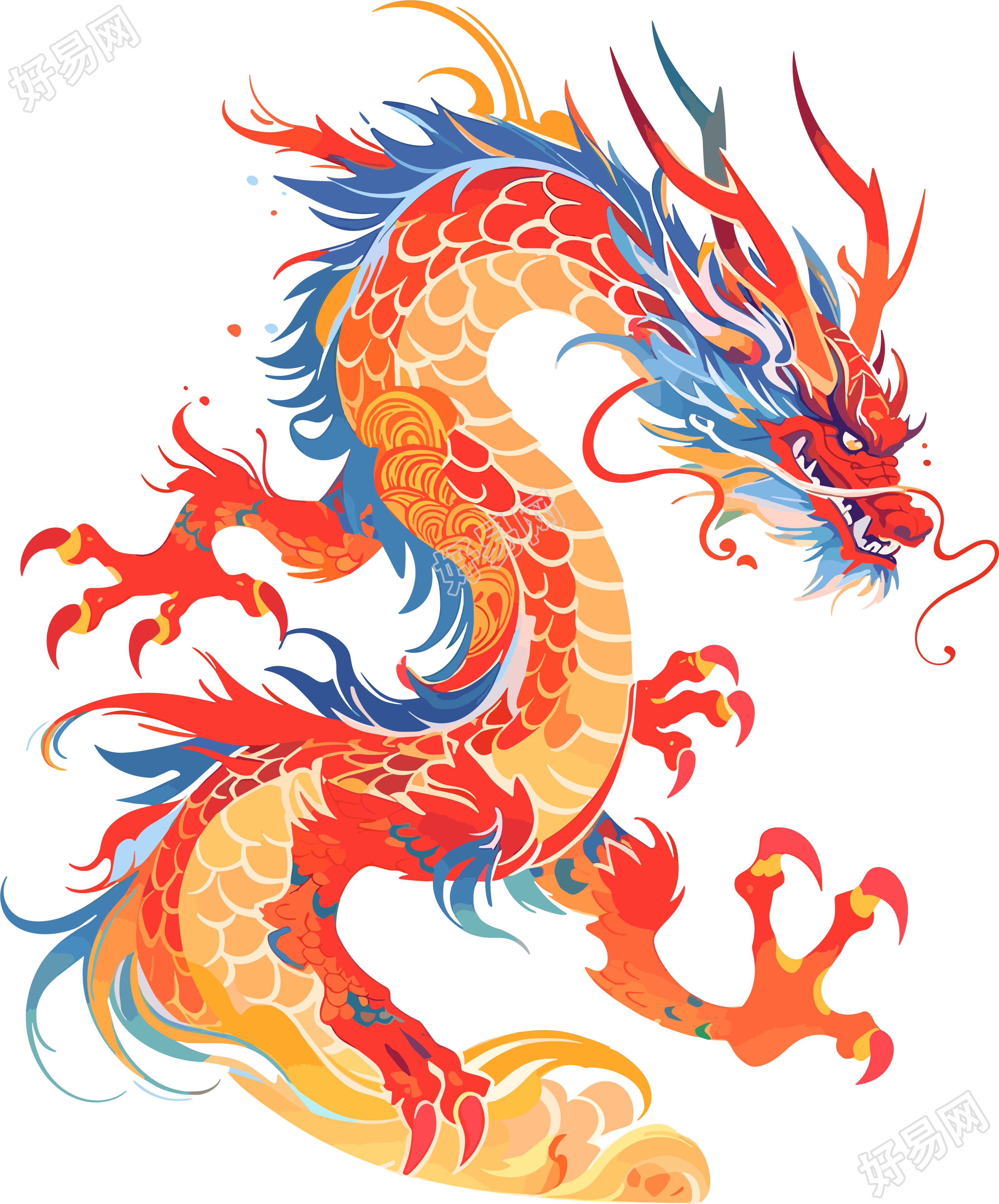 龙矢量插图