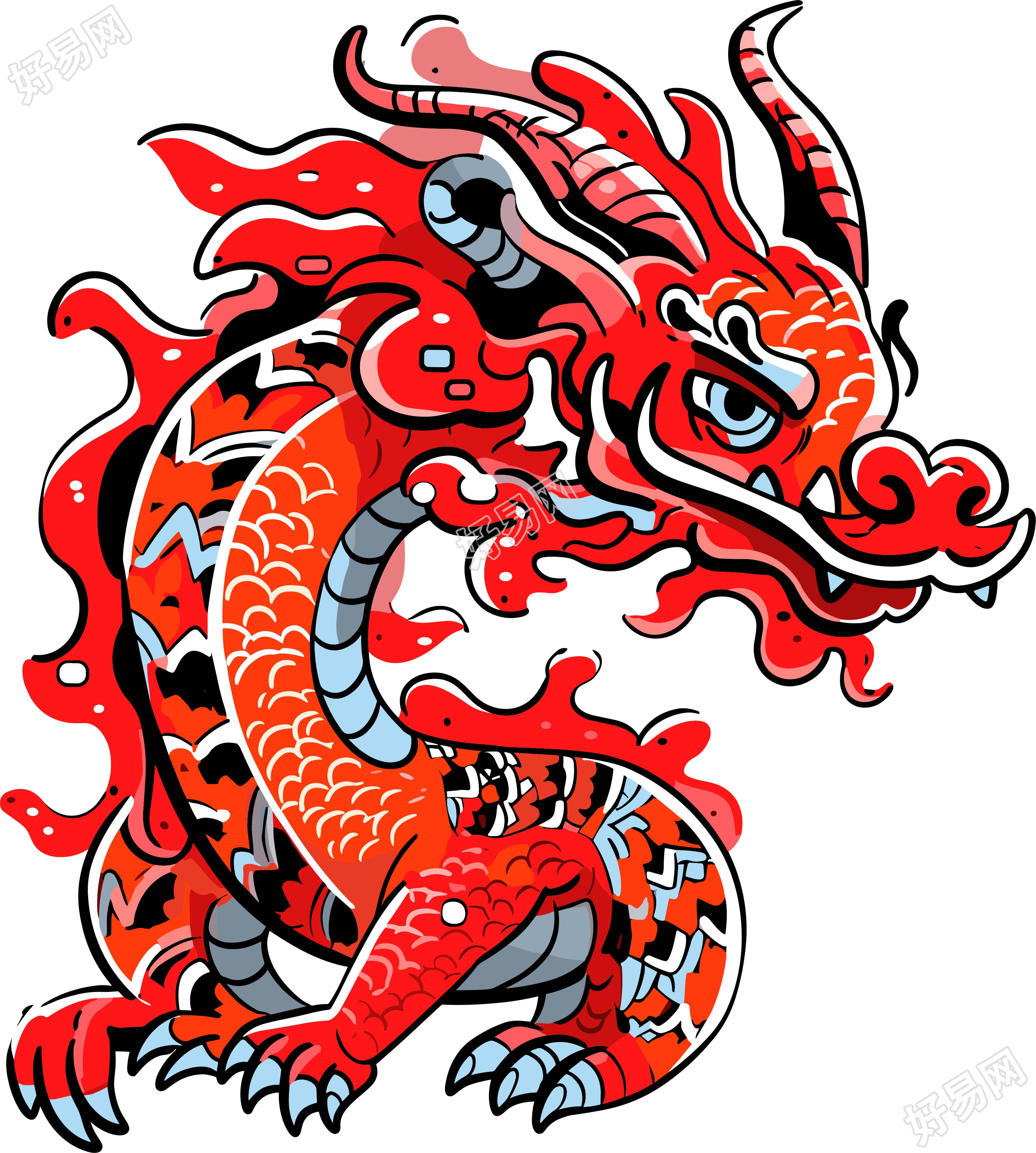 中国龙卡通插图