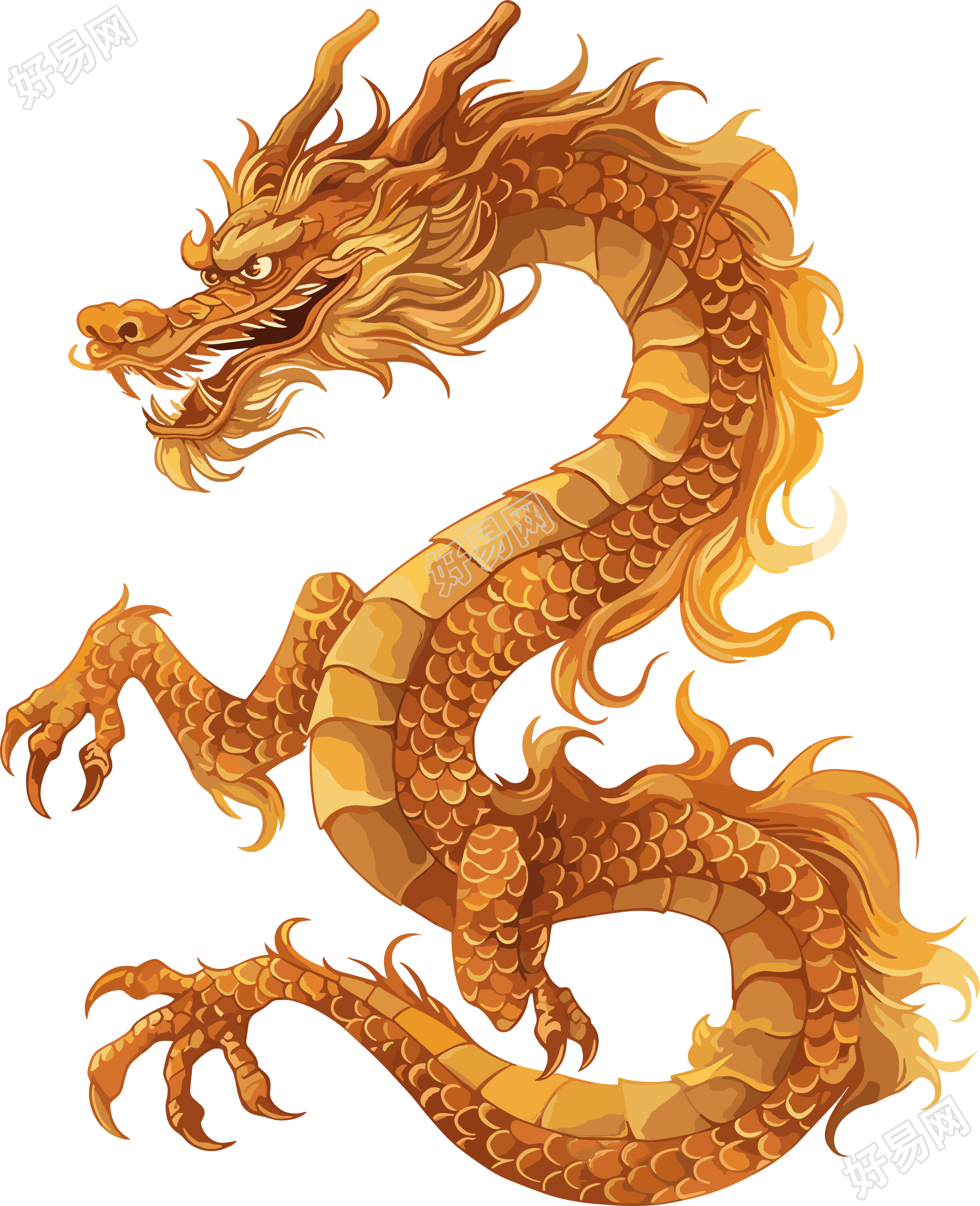 中国龙金色素材