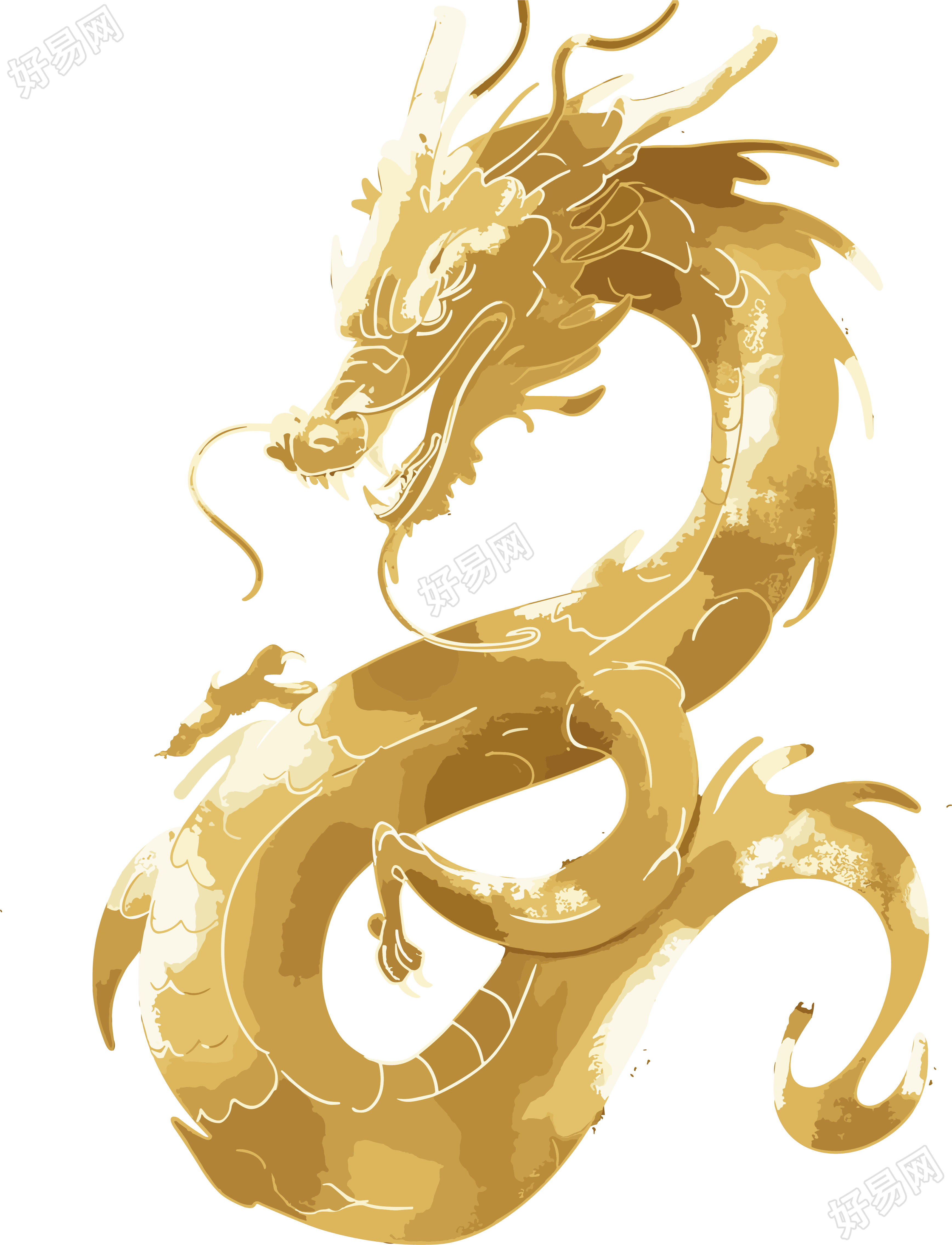 中国龙黄金色插图