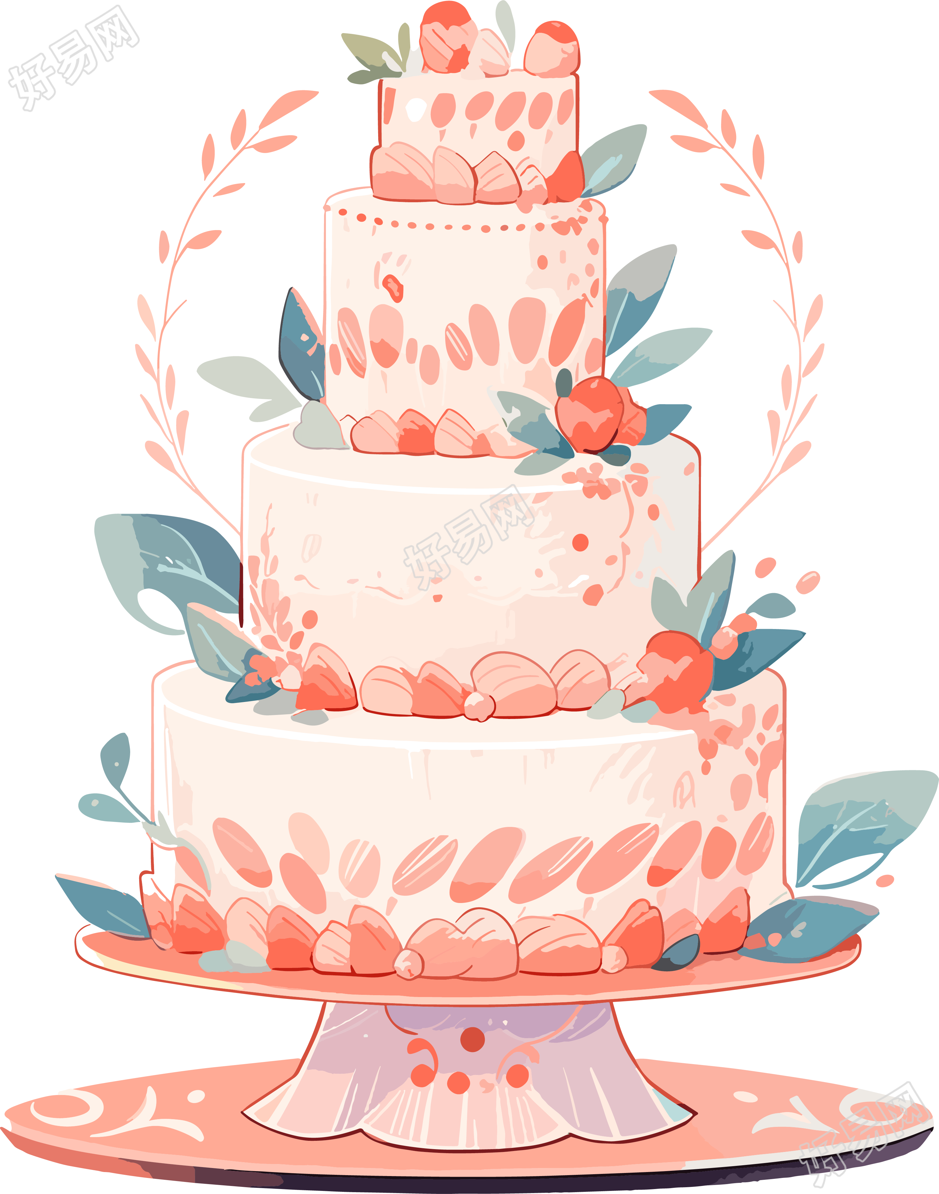 婚礼蛋糕唯美插图