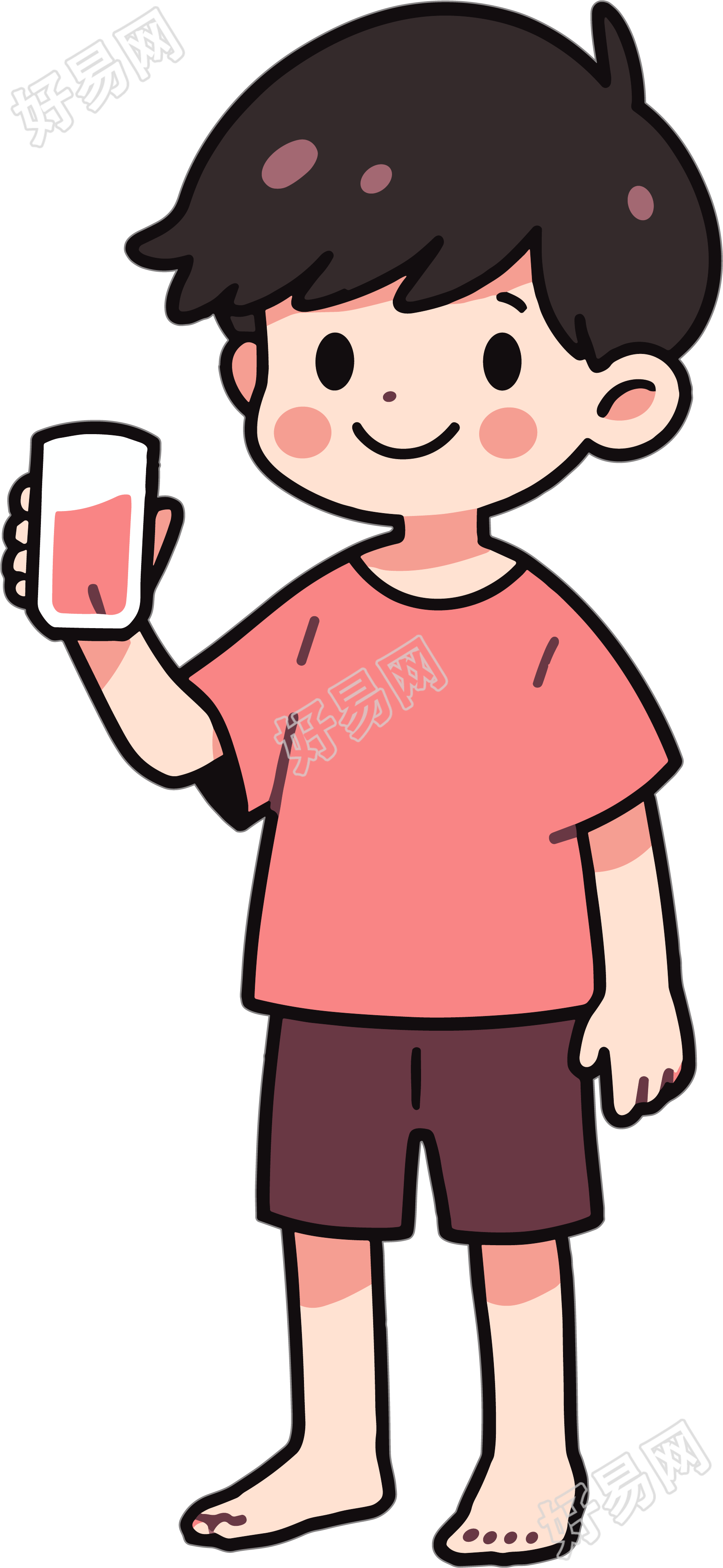 拿水杯的男生插图