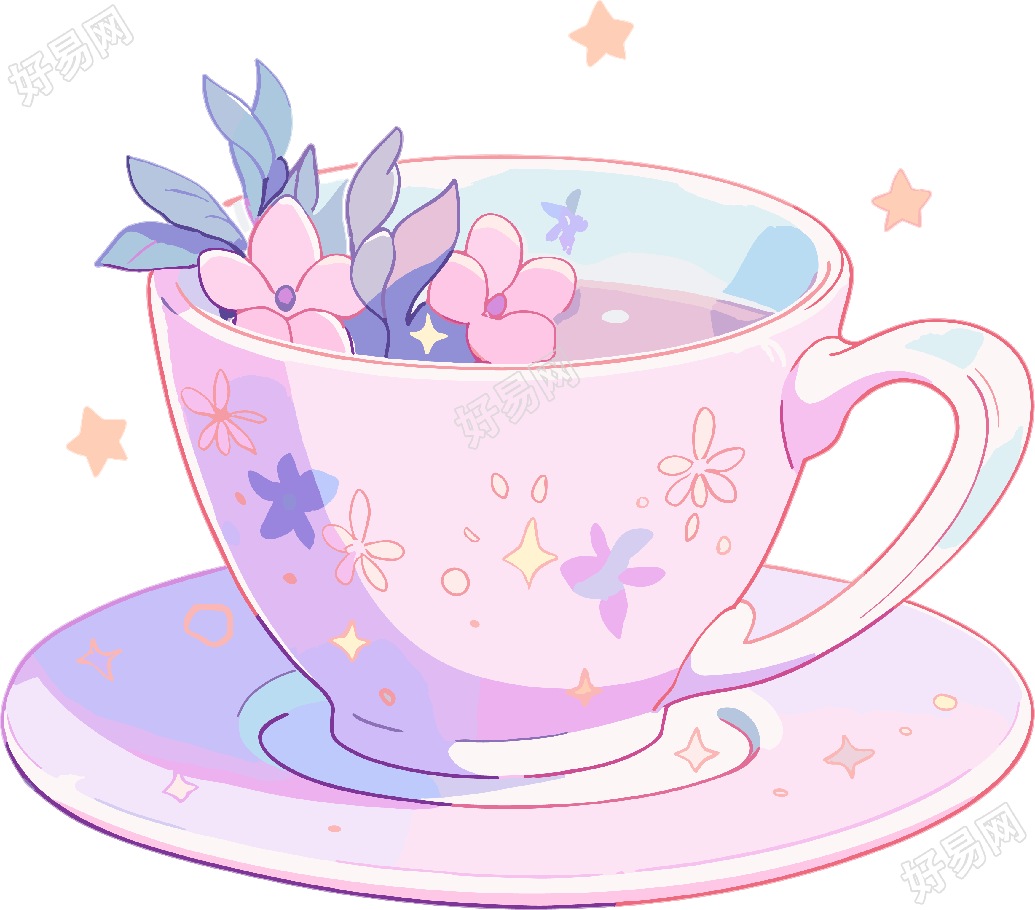 咖啡杯简单白底插画