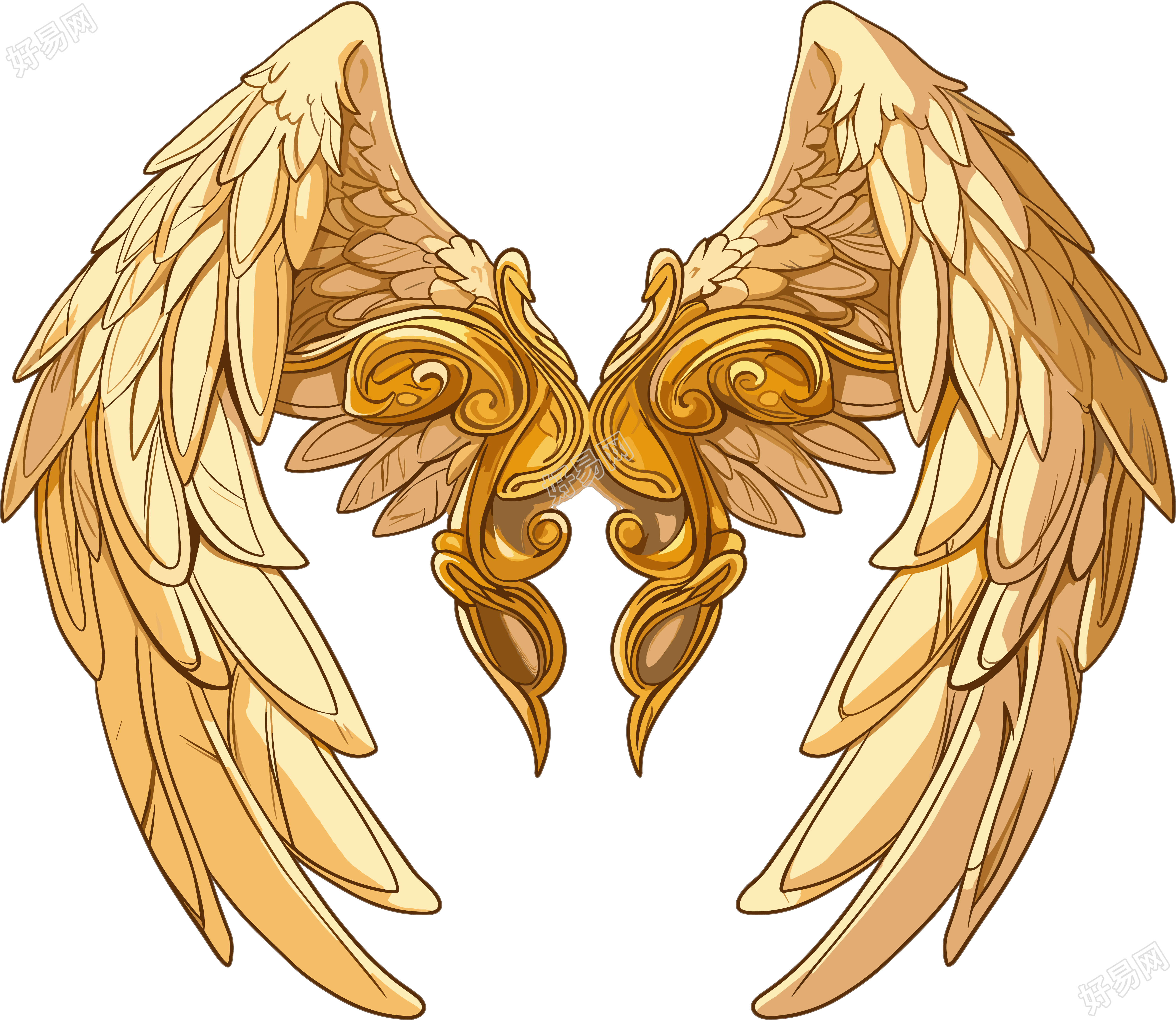 金色翅膀透明背景插画