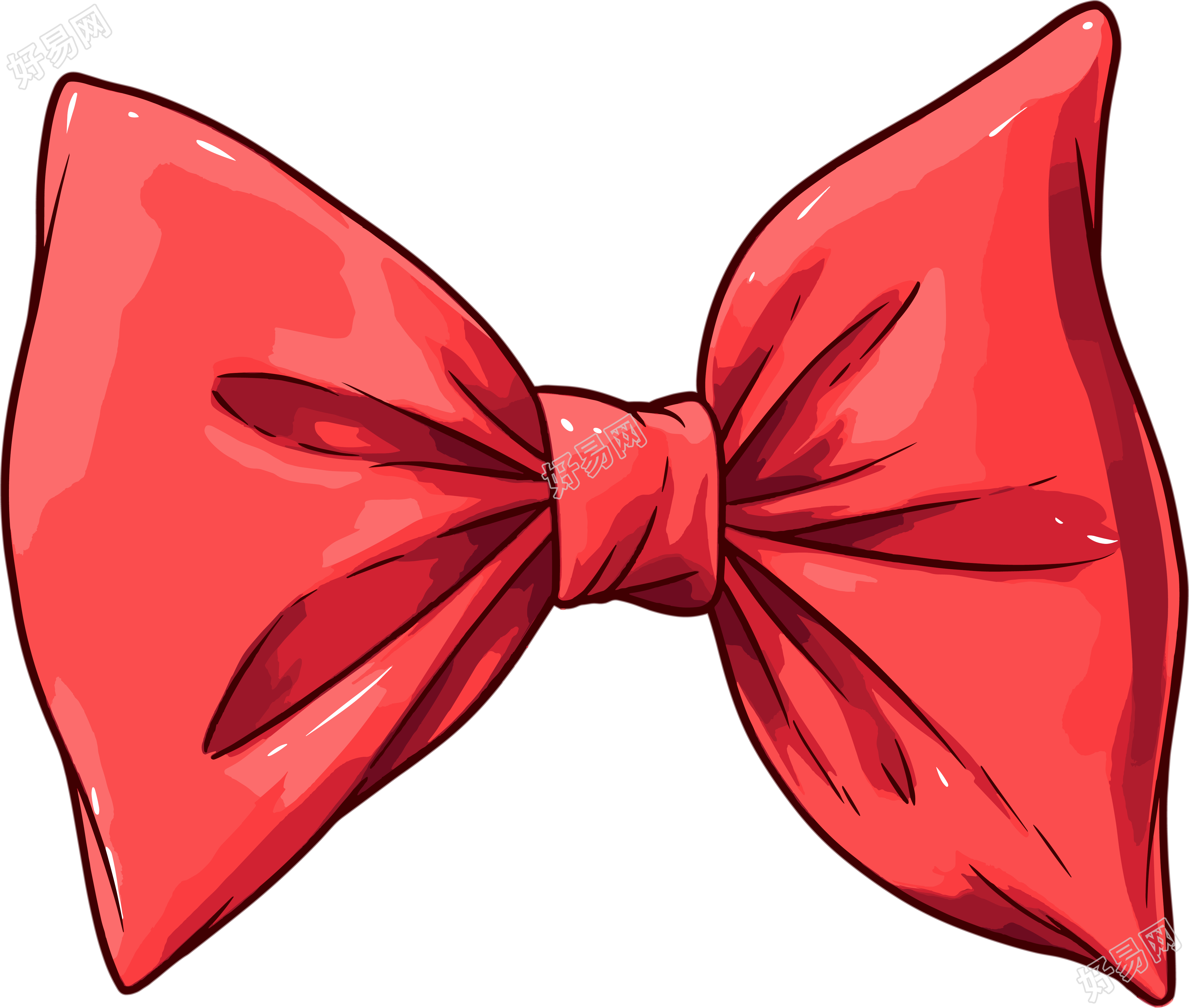 红色蝴蝶结高清插画设计元素