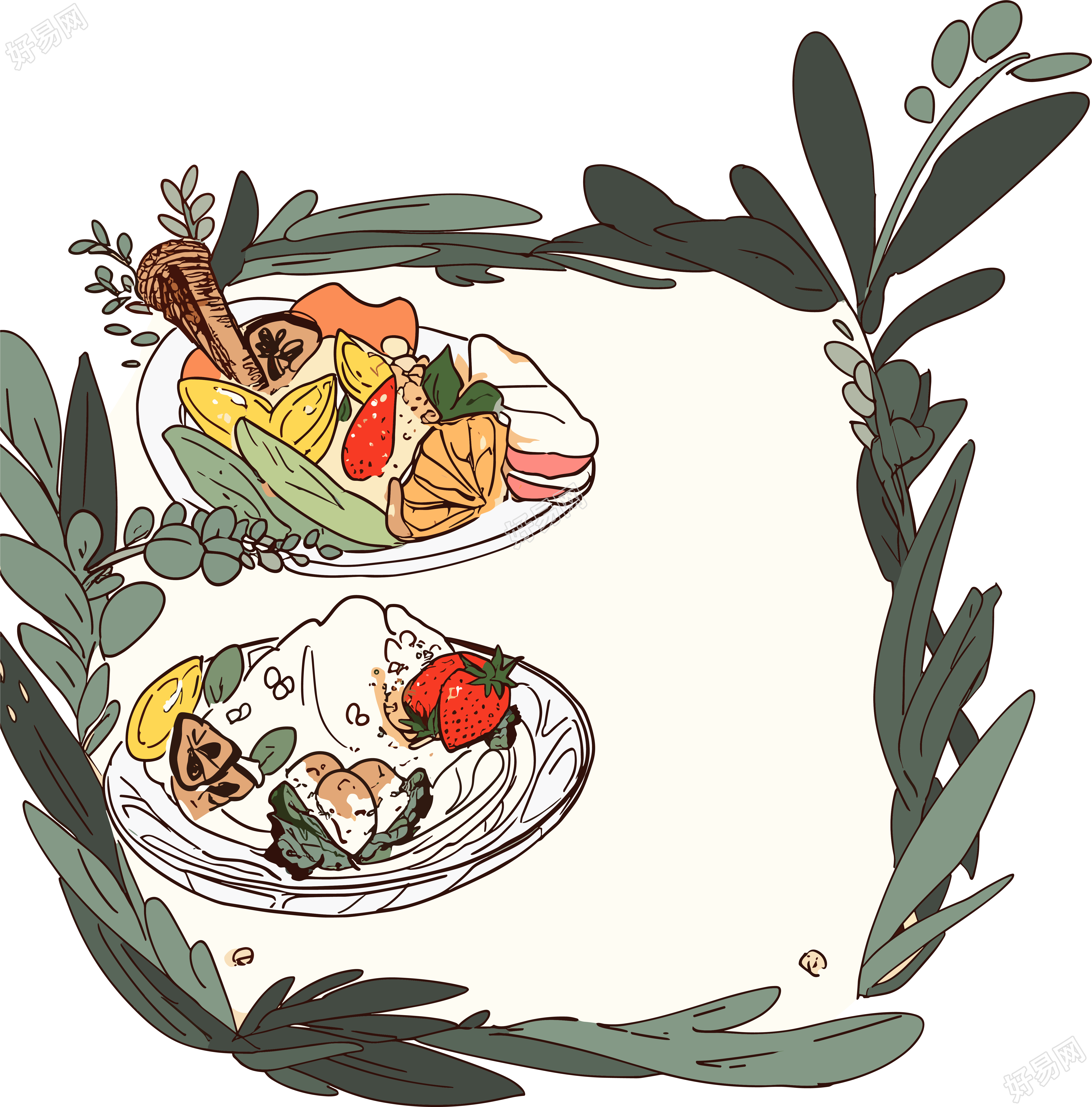 餐牌精美插画素材