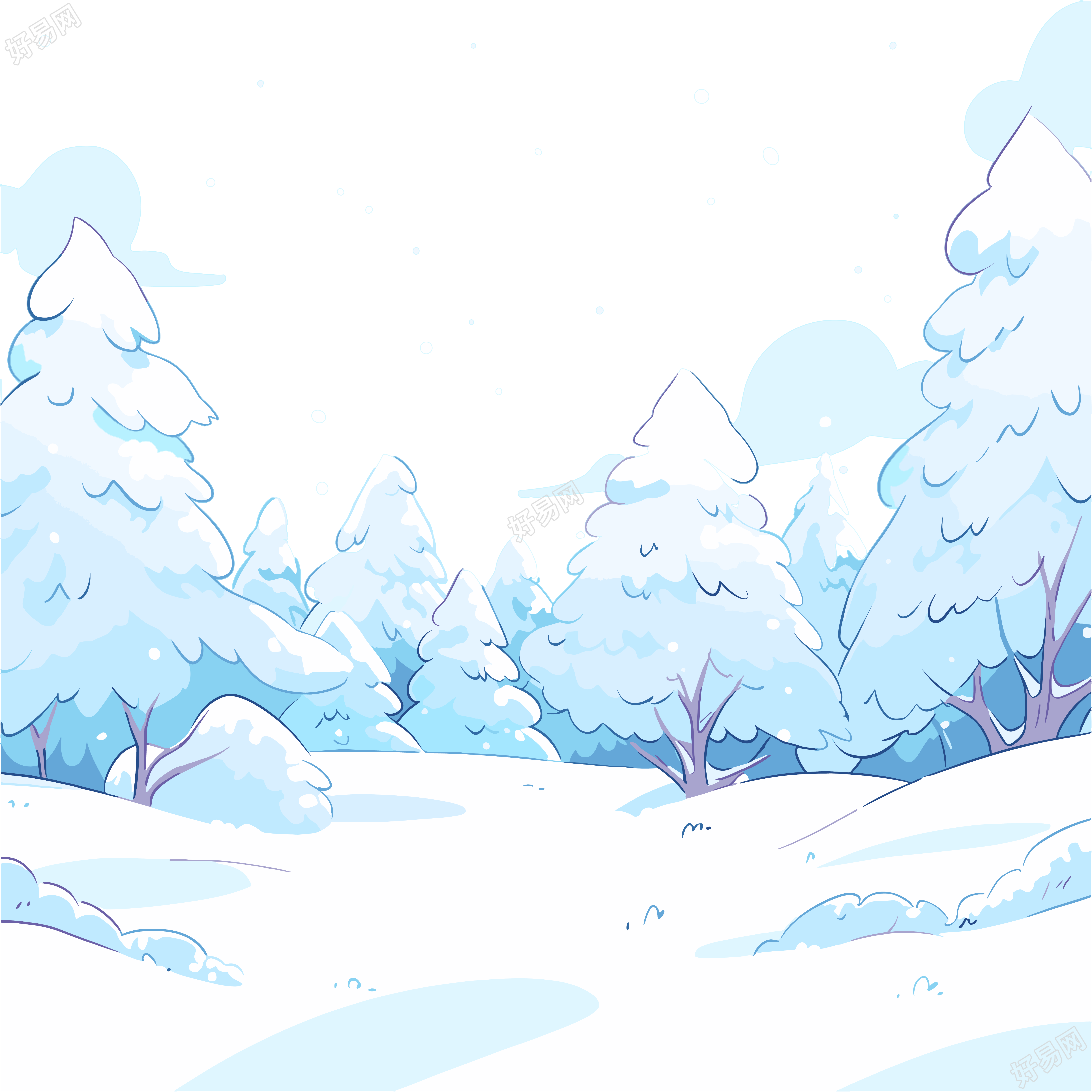 雪景手绘图形素材