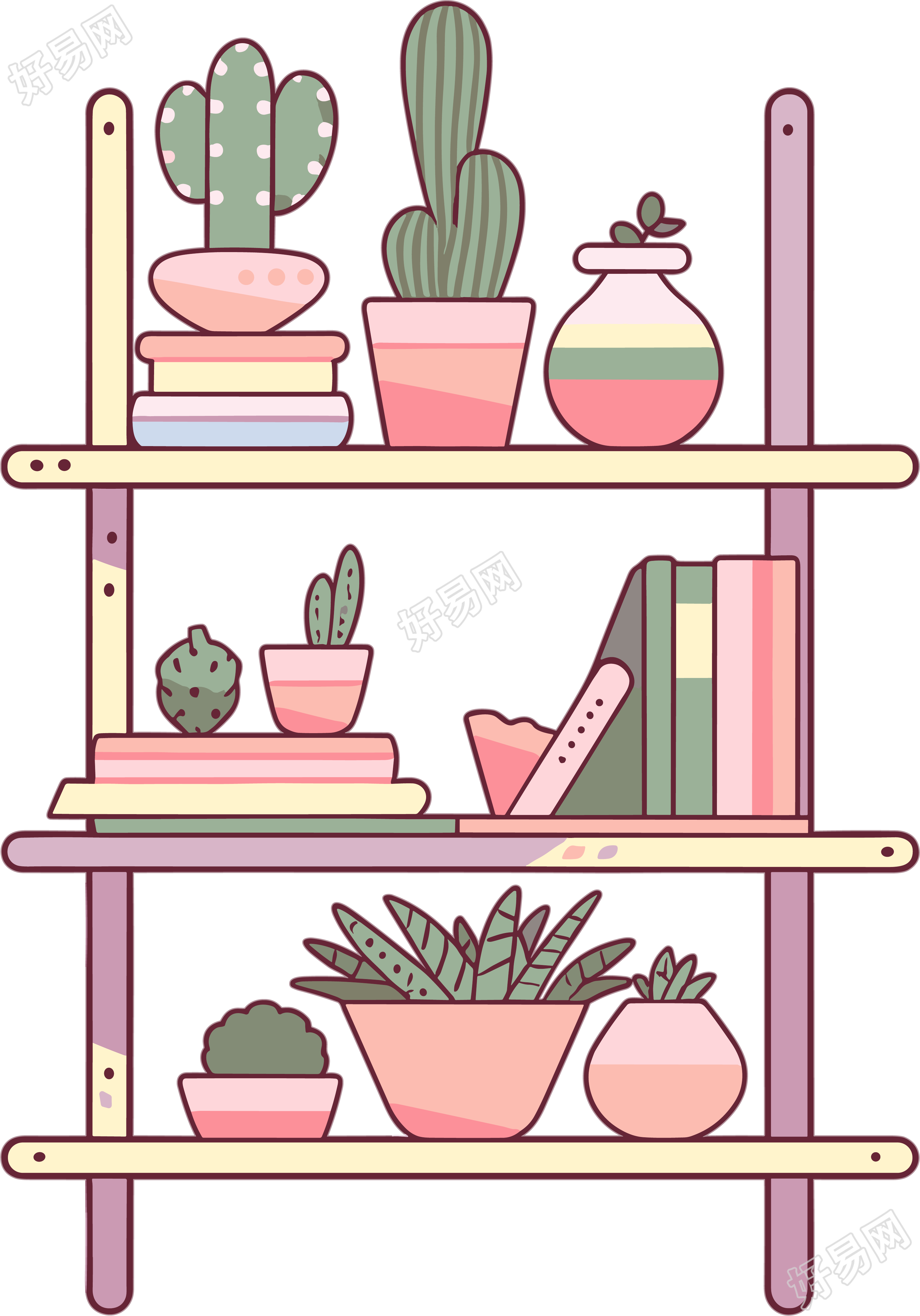 可爱书架简约设计插画