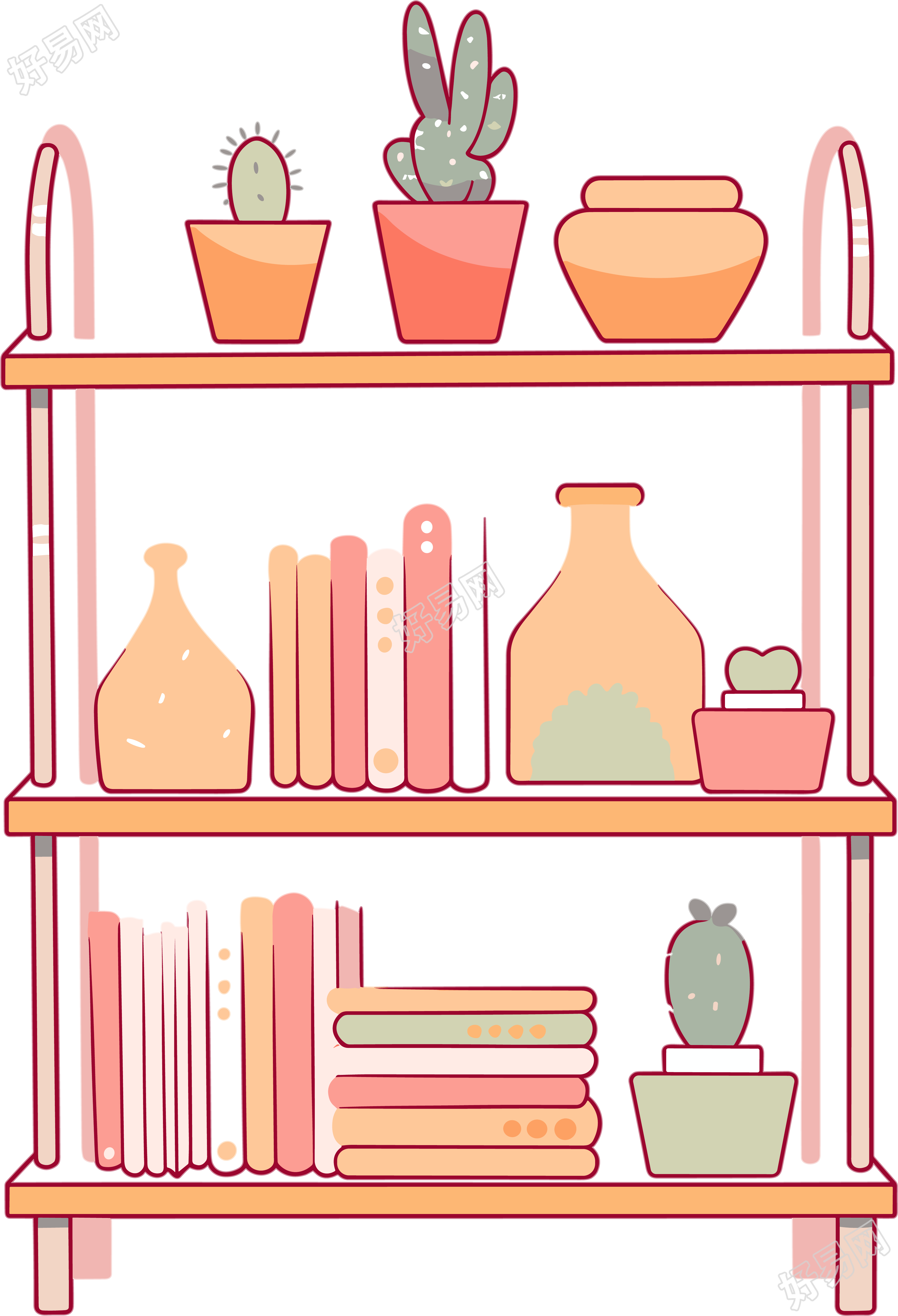 可爱书架矢量插画素材