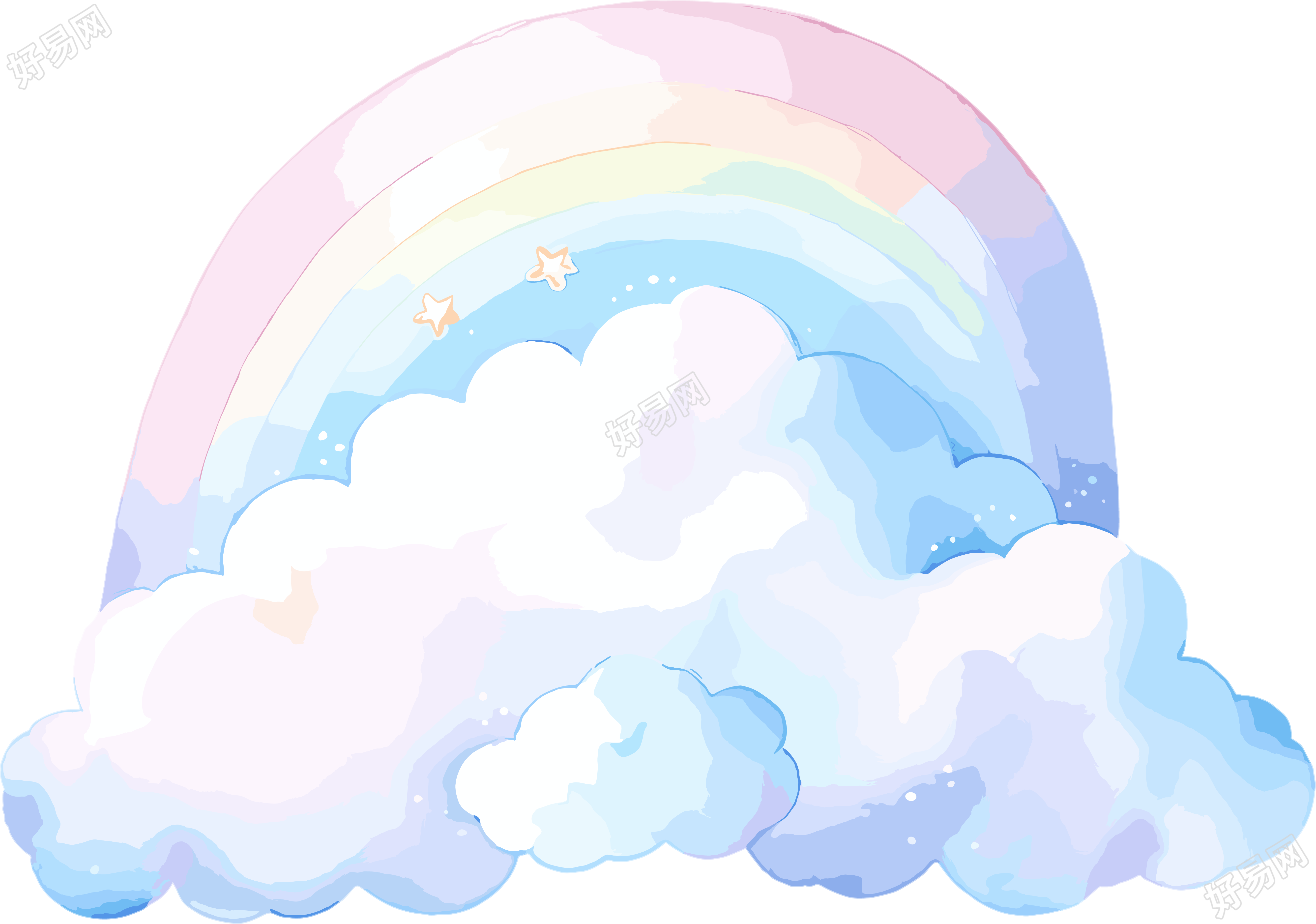 彩虹白云PNG插图