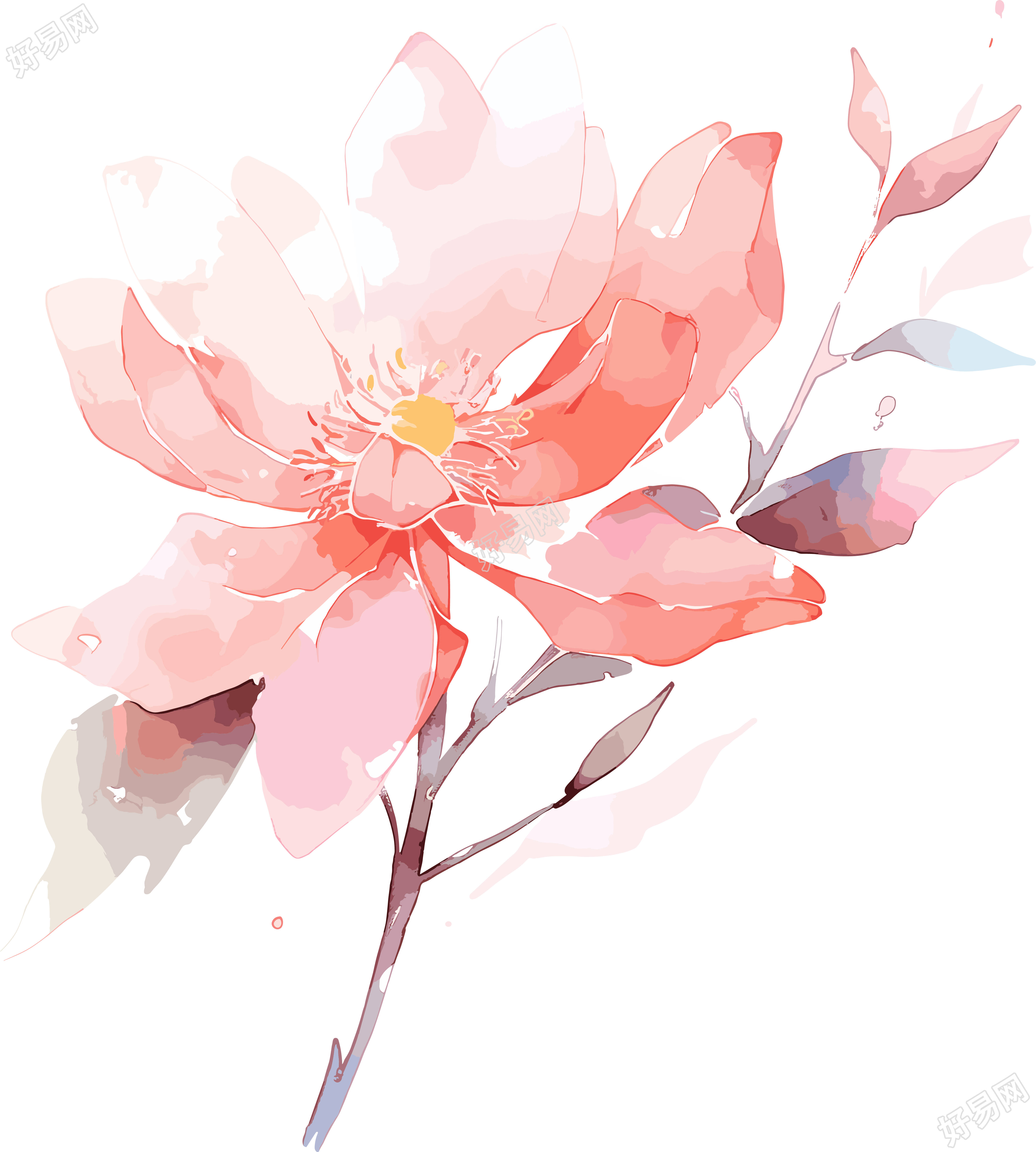 水彩花卉商业设计图形素材