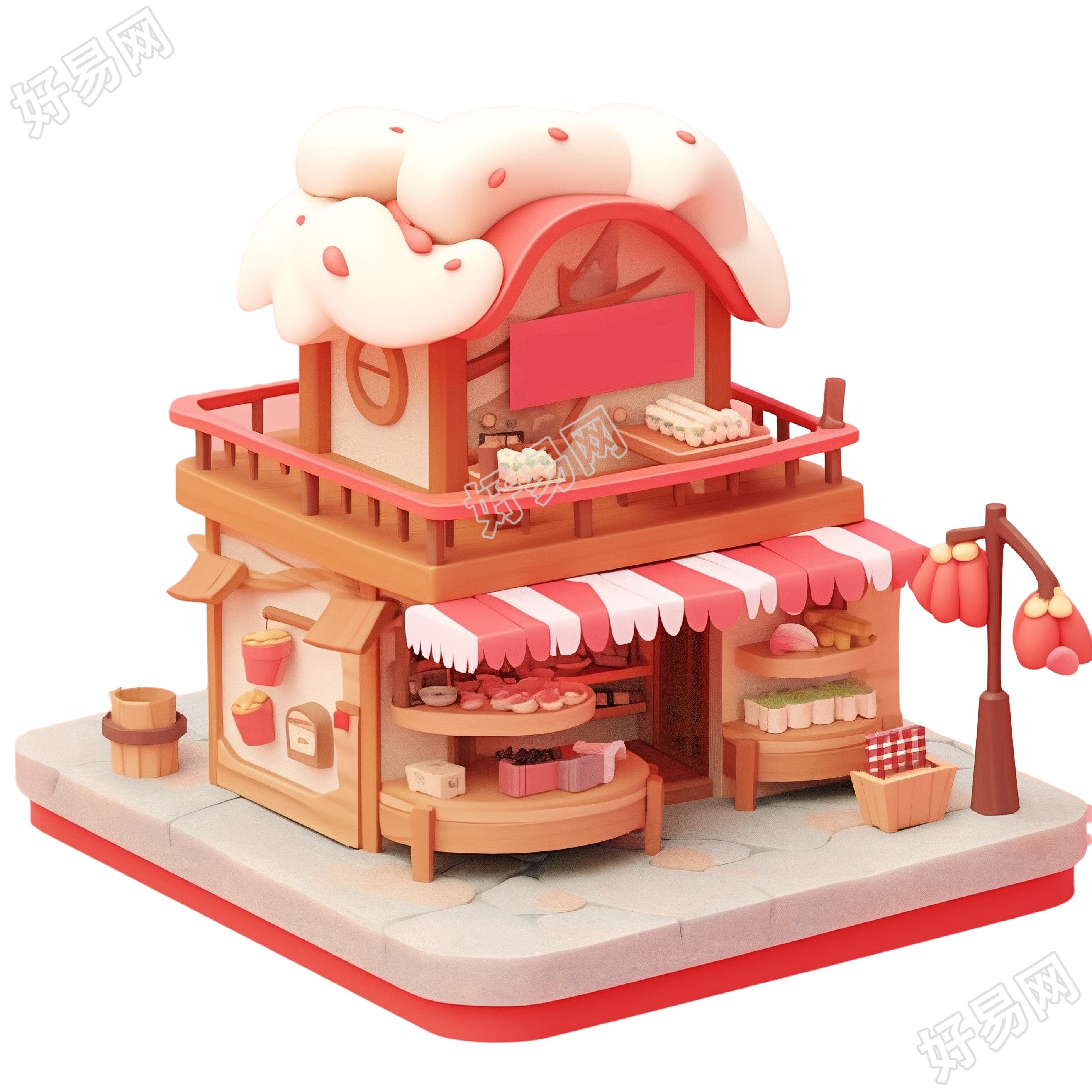 3D粉色小房子高清素材