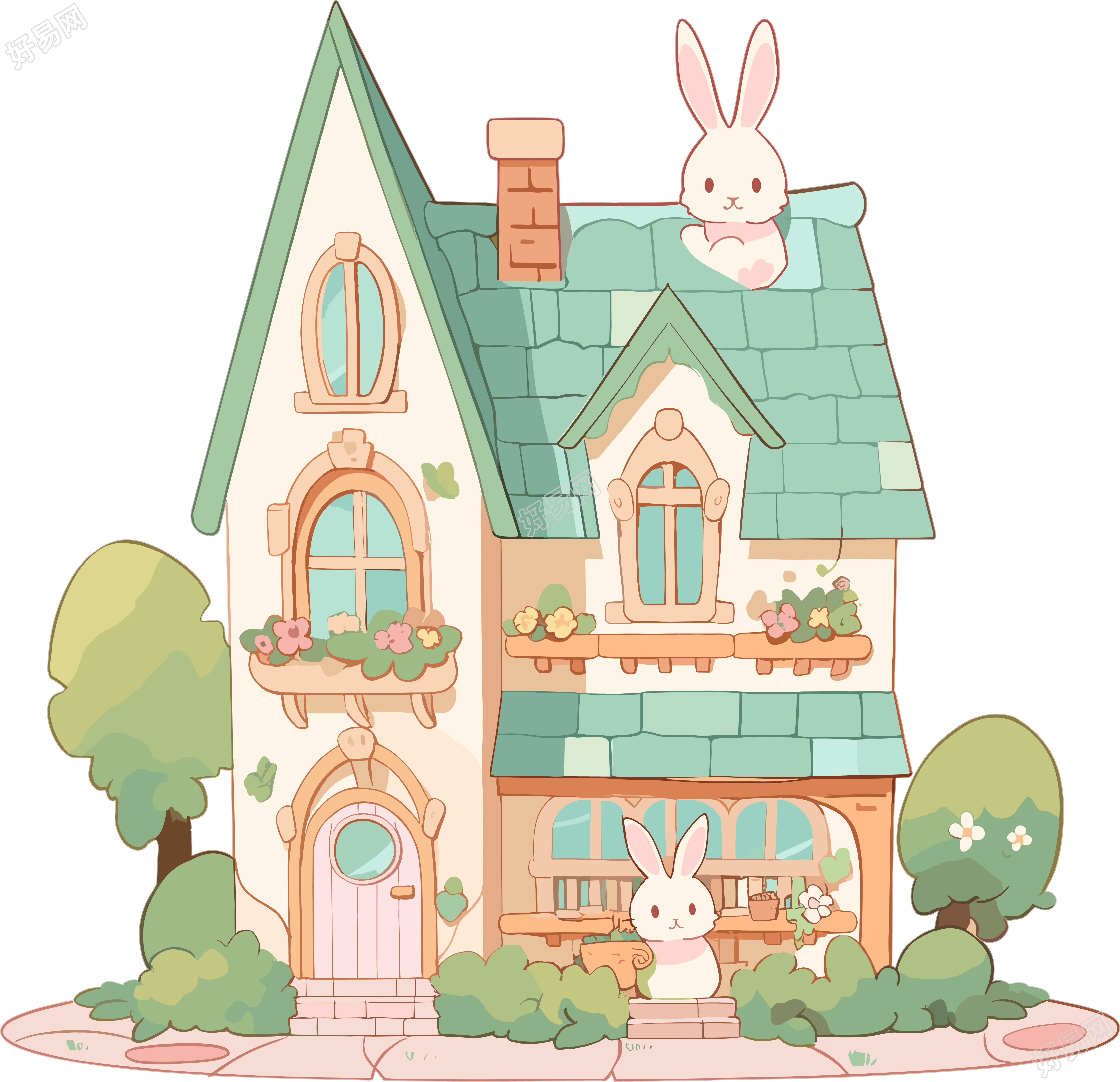 可爱小房子创意设计插画