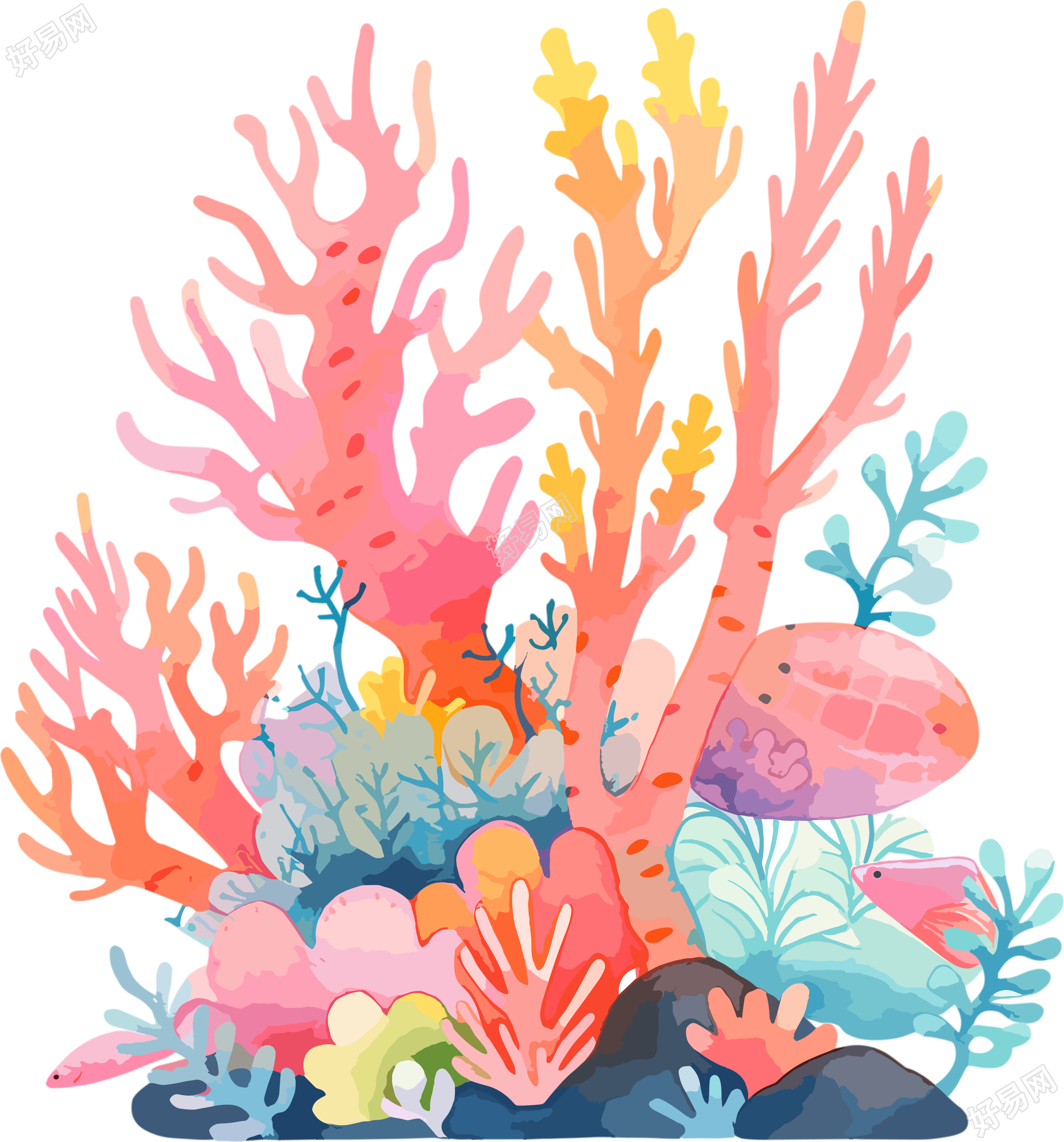 珊瑚卡通插图