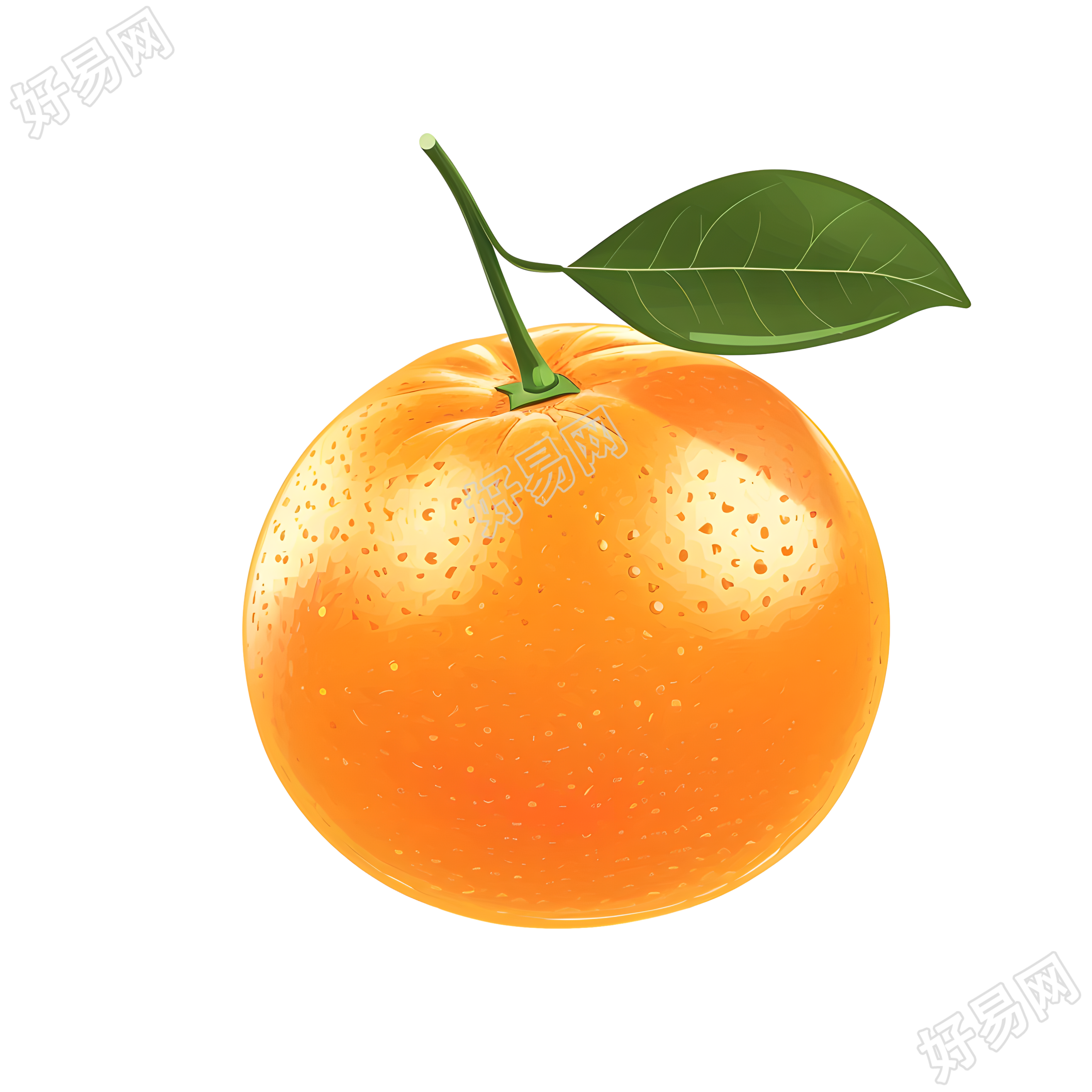 橙子水果插画设计
