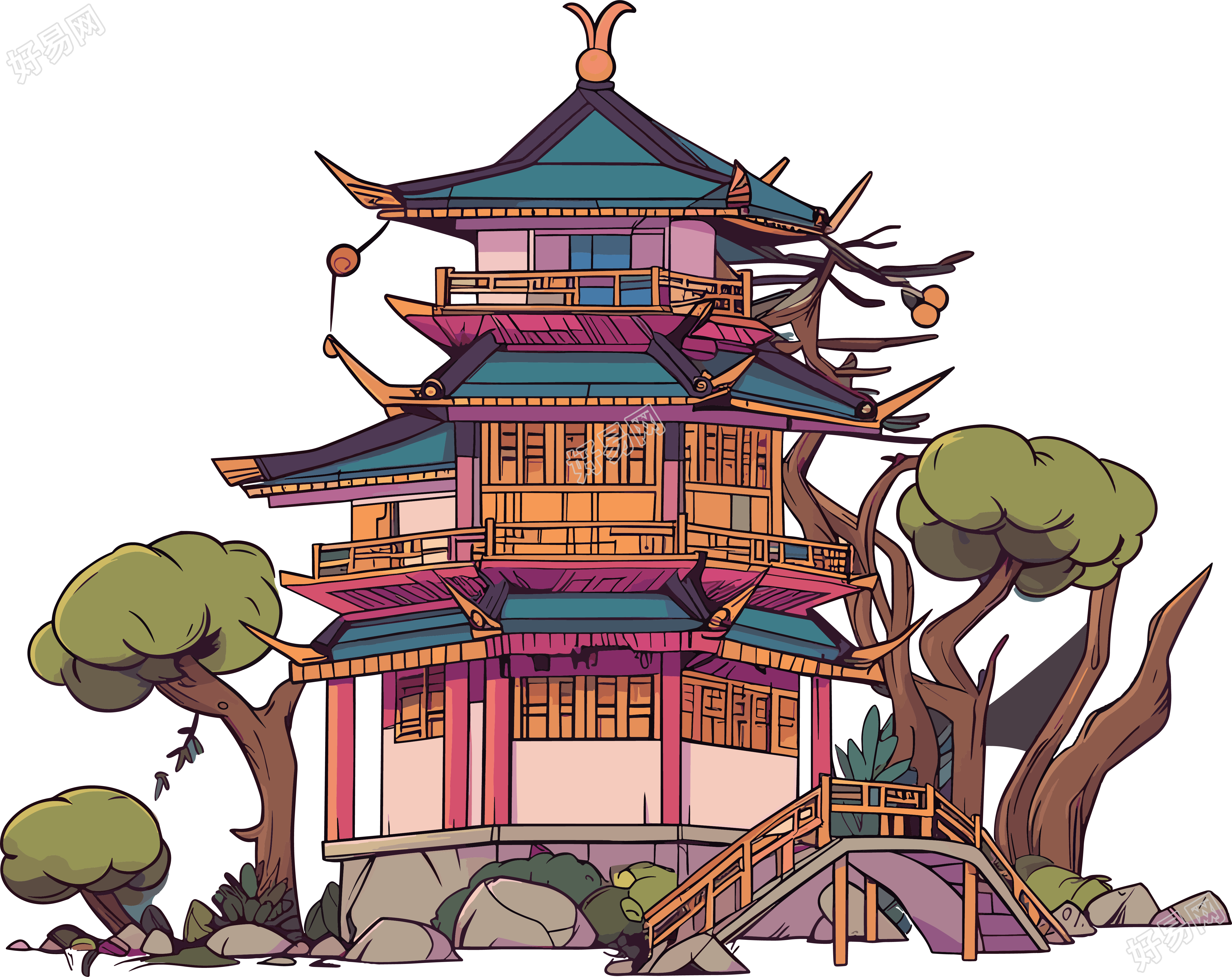 国风阁楼插图