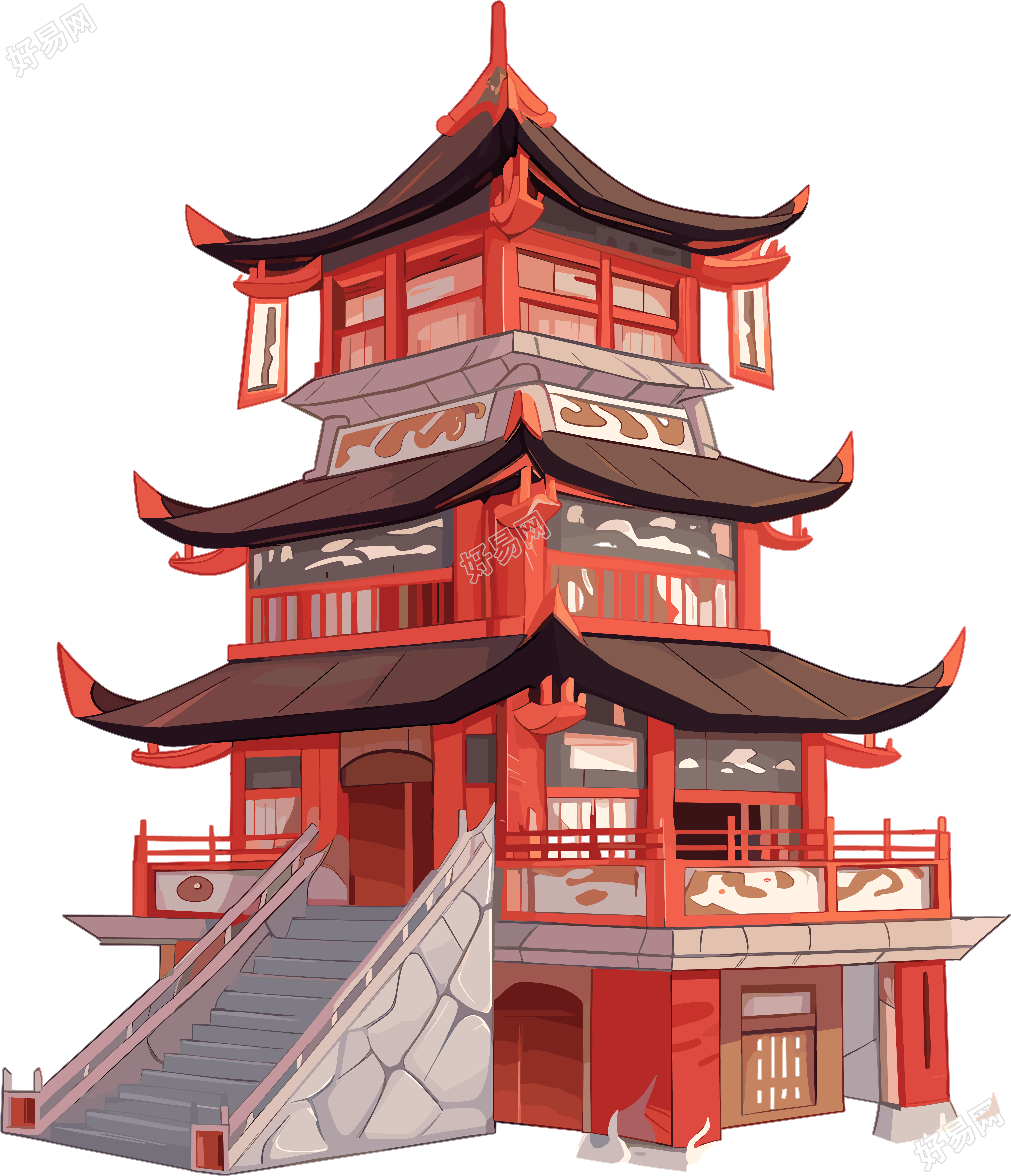 国风阁楼素材