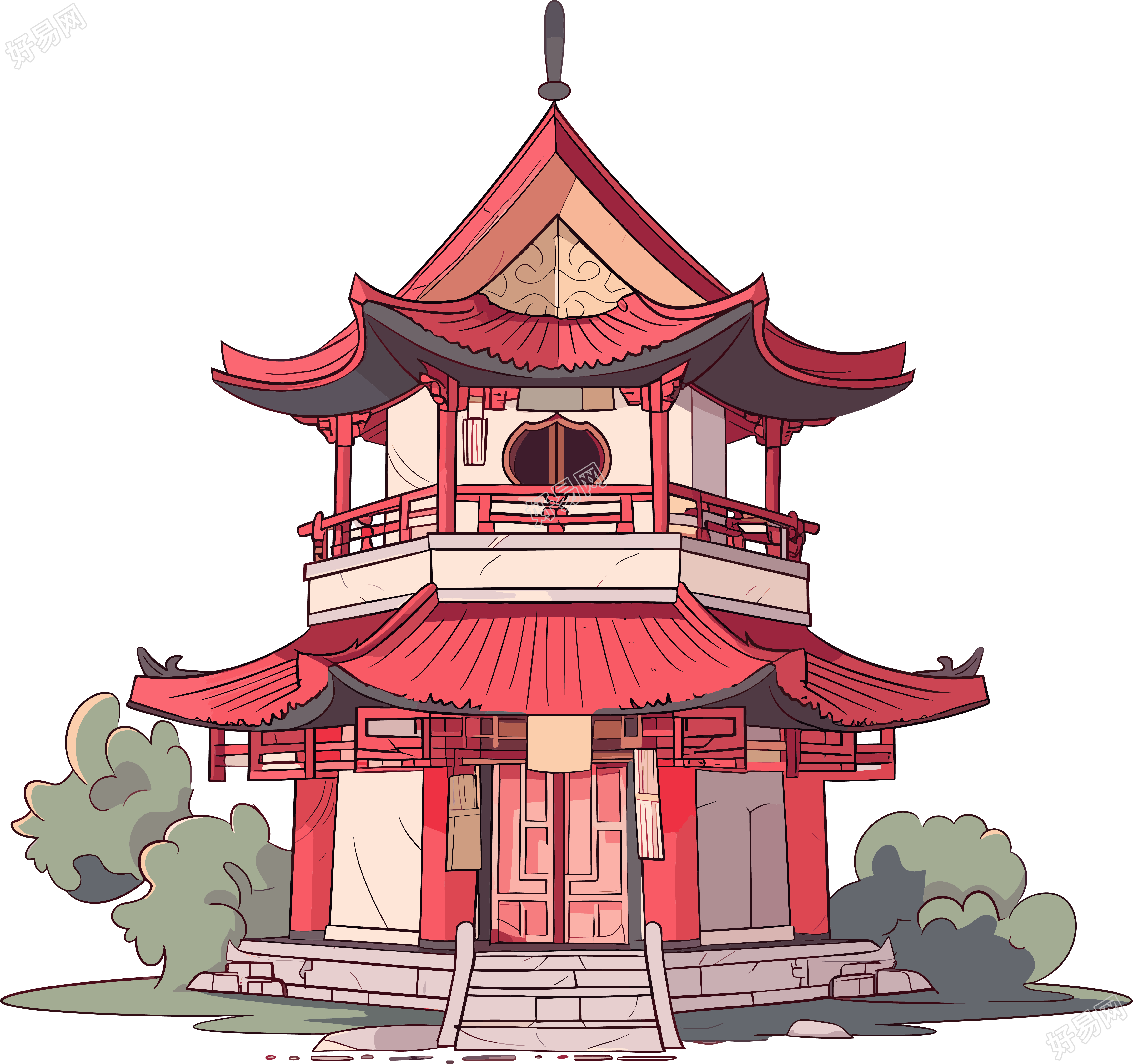 国风阁楼古典建筑元素
