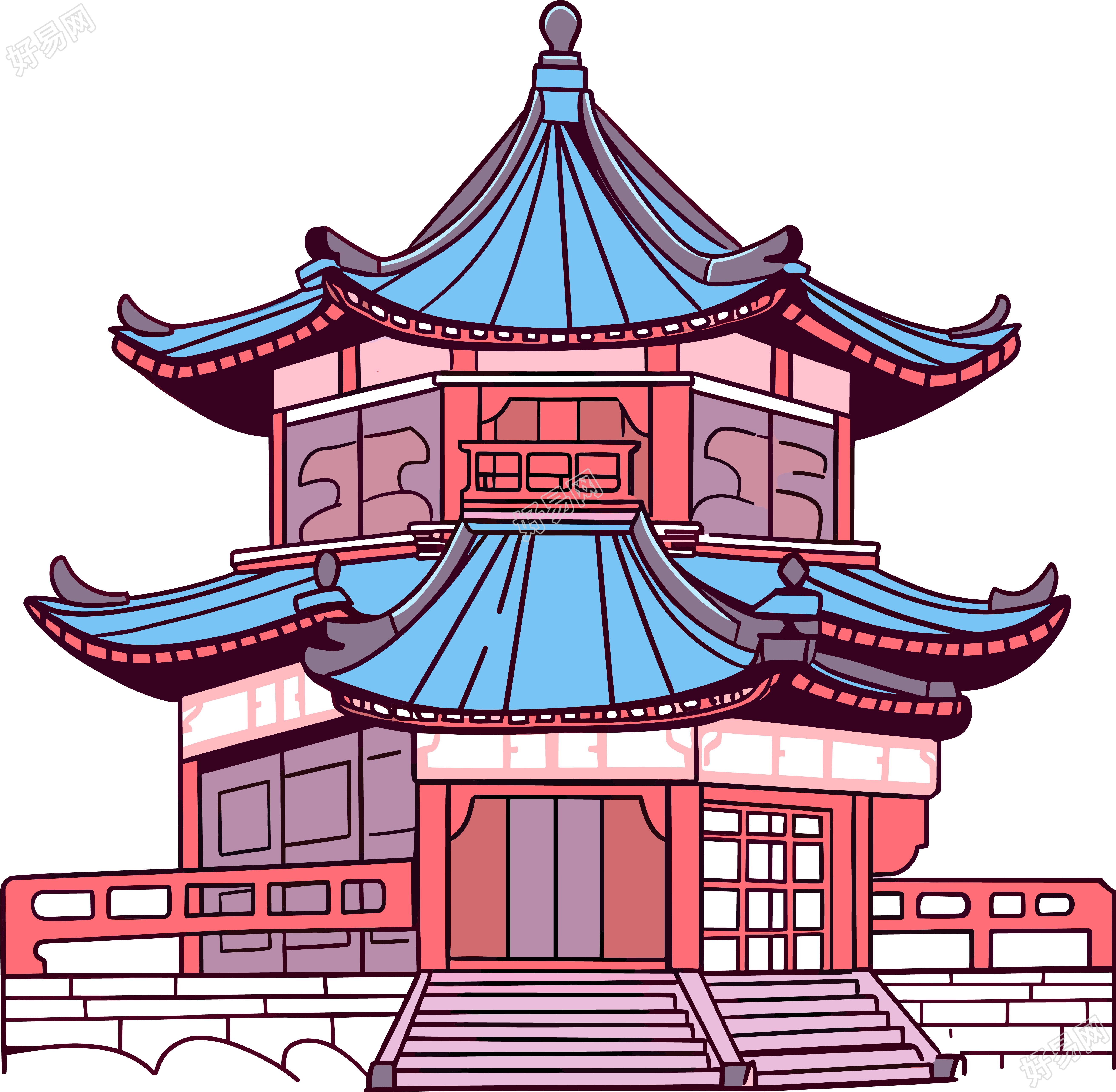 国风阁楼中国建筑插图
