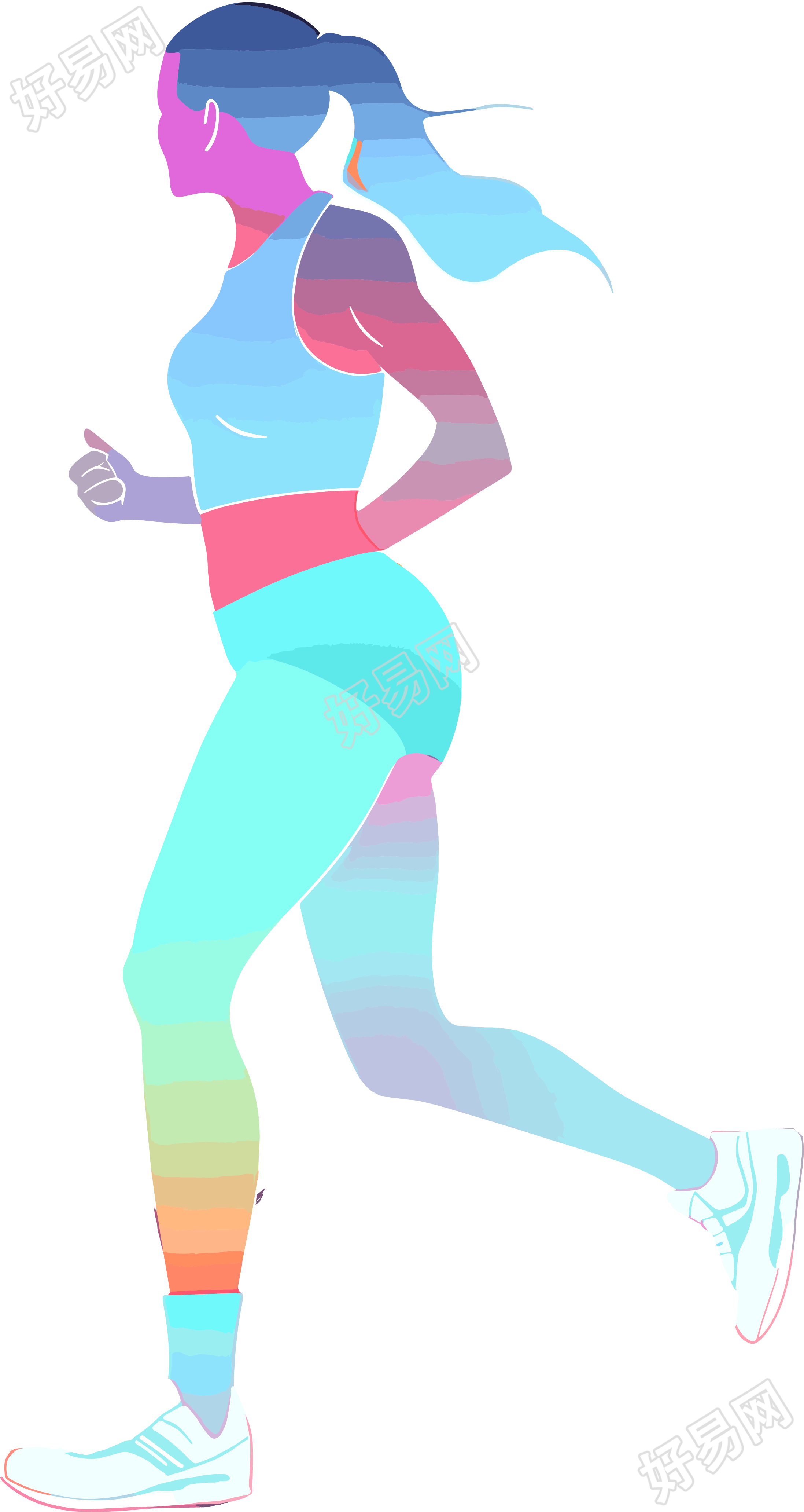运动女生剪影高清图形插画