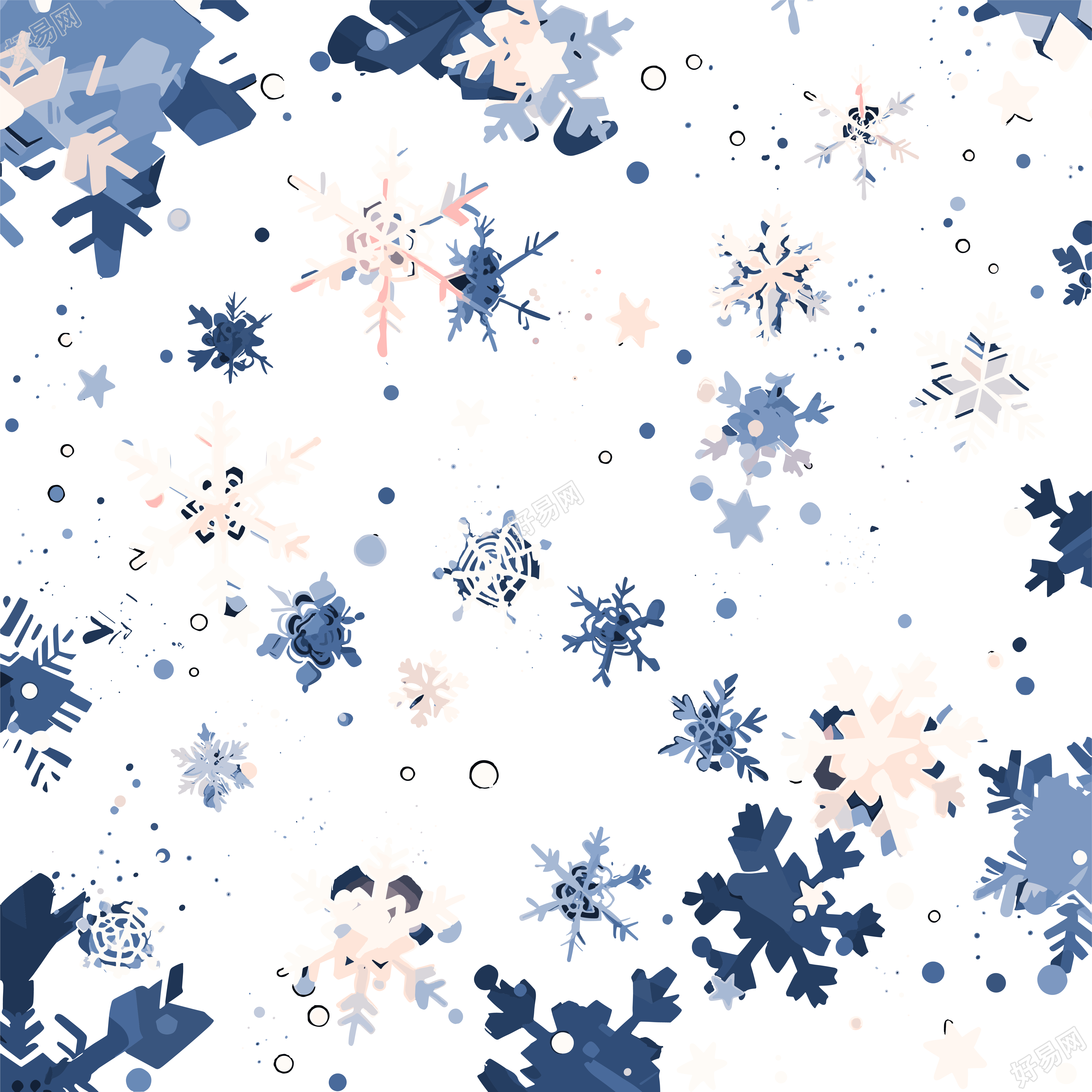 雪景雪花手绘素材