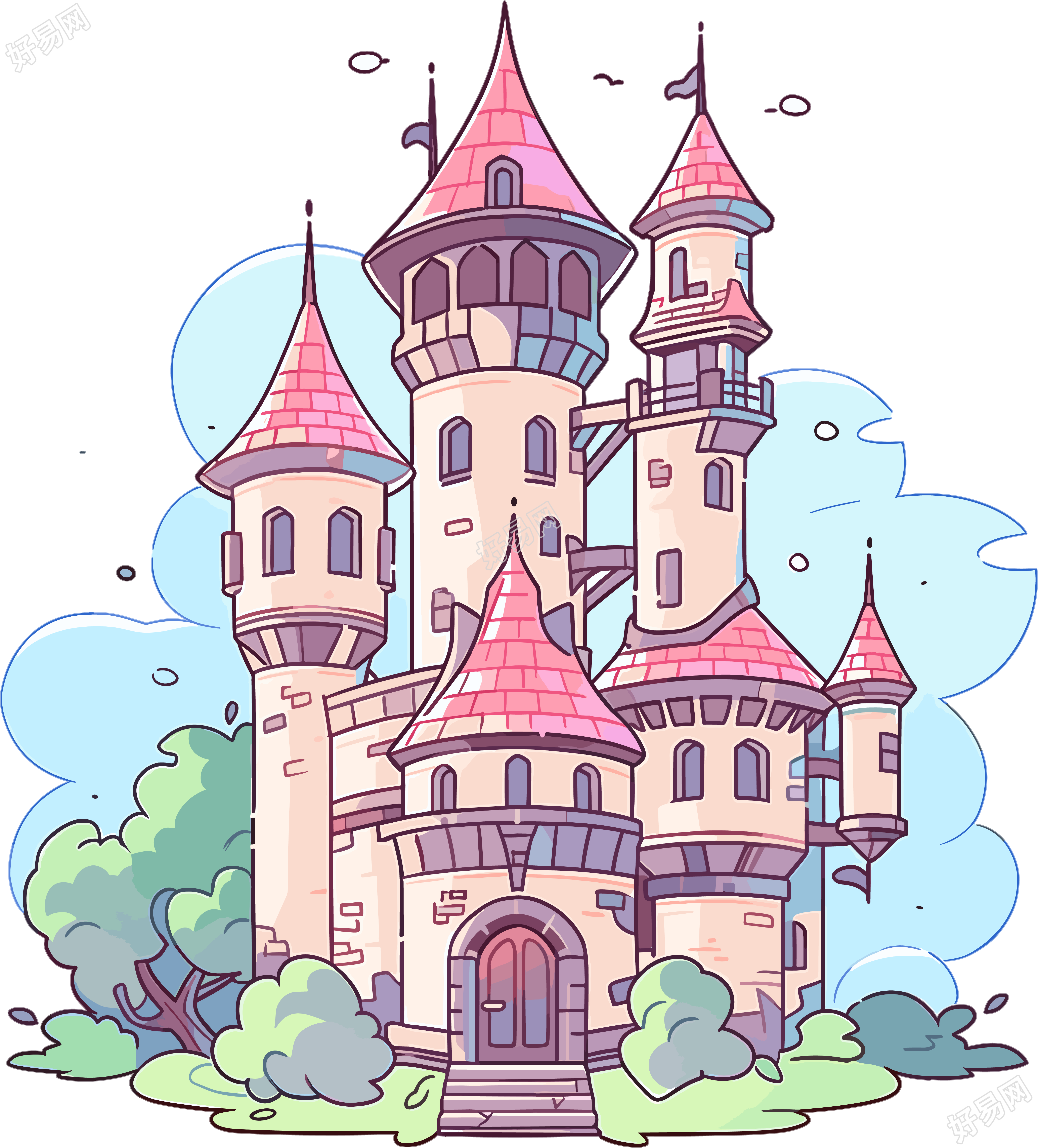 卡通城堡创意元素