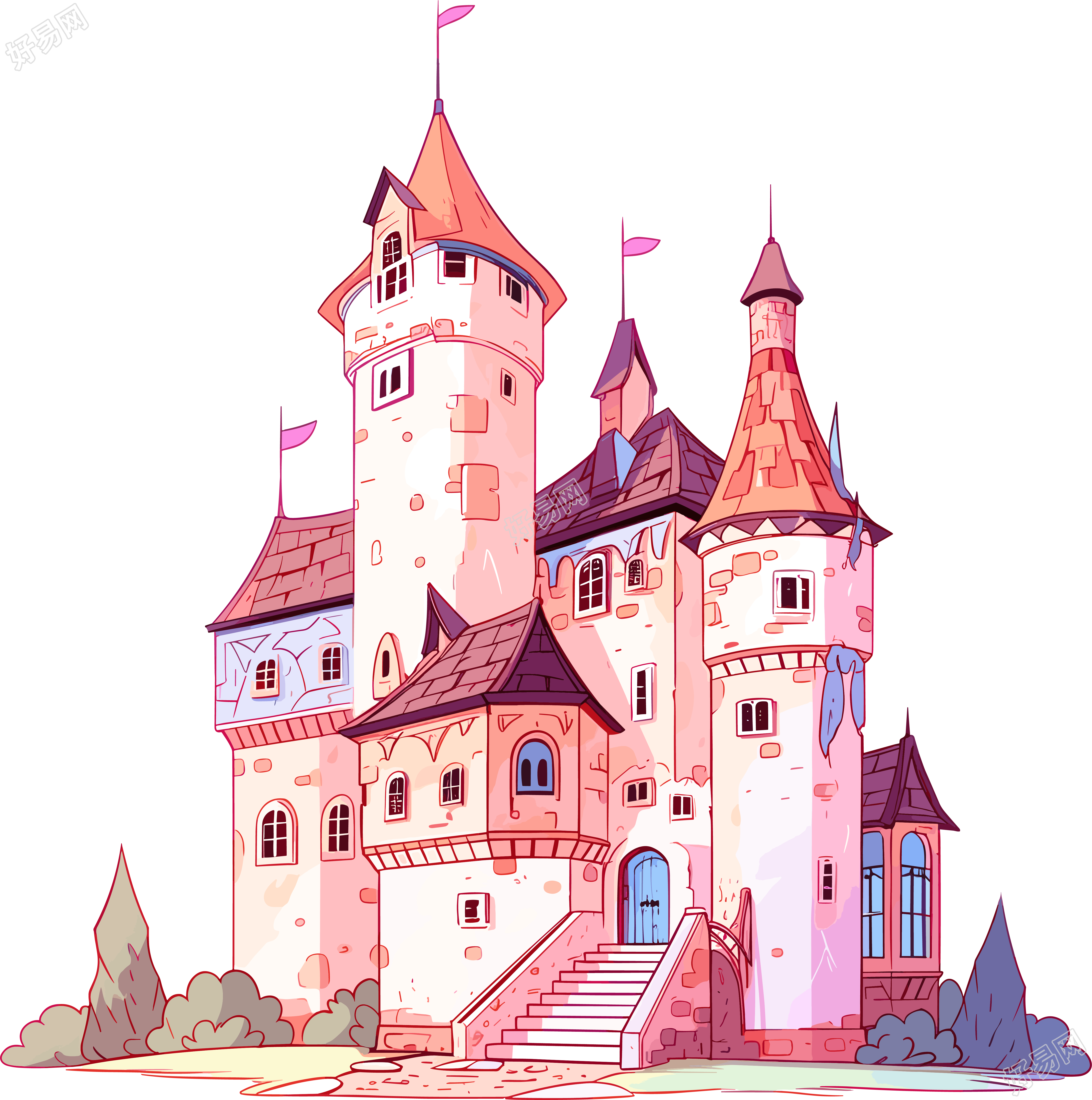 卡通城堡PNG高清图形素材