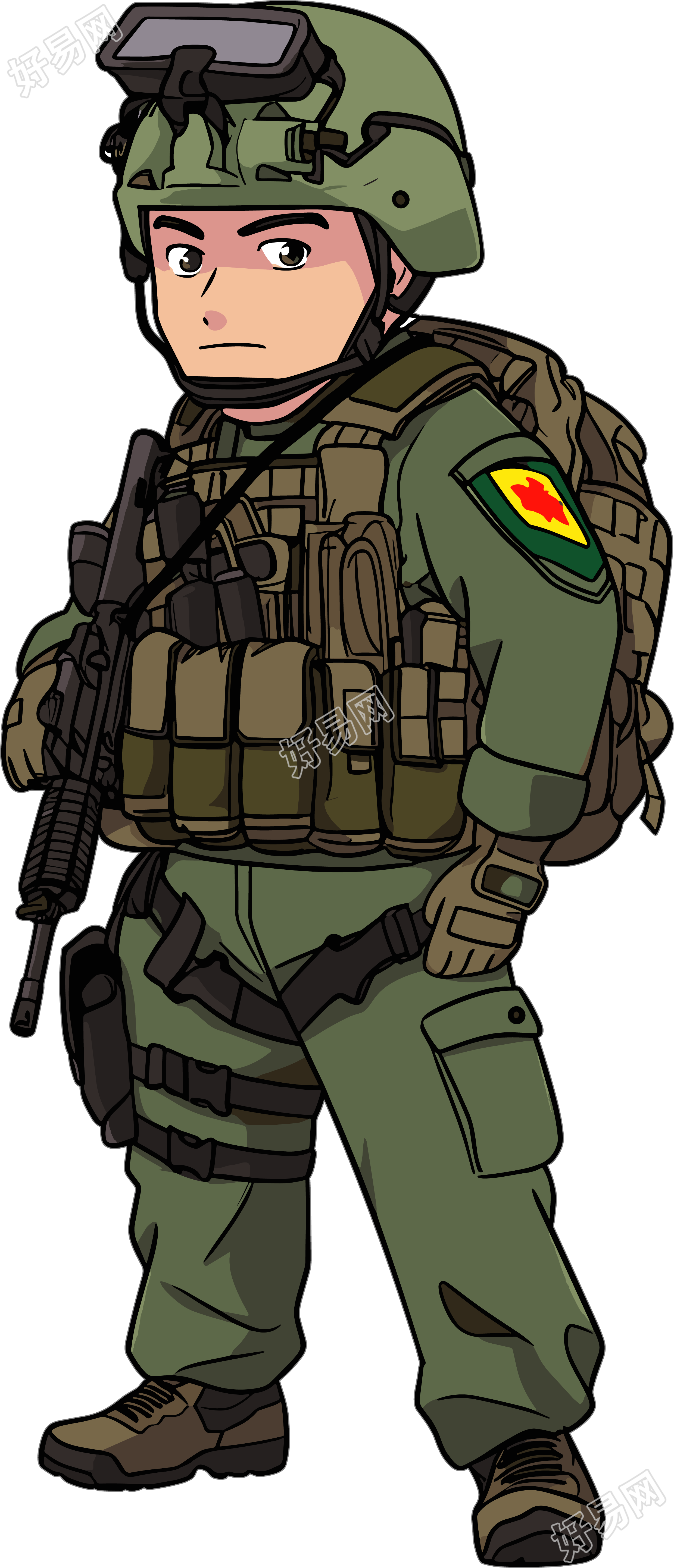卡通士兵透明背景素材