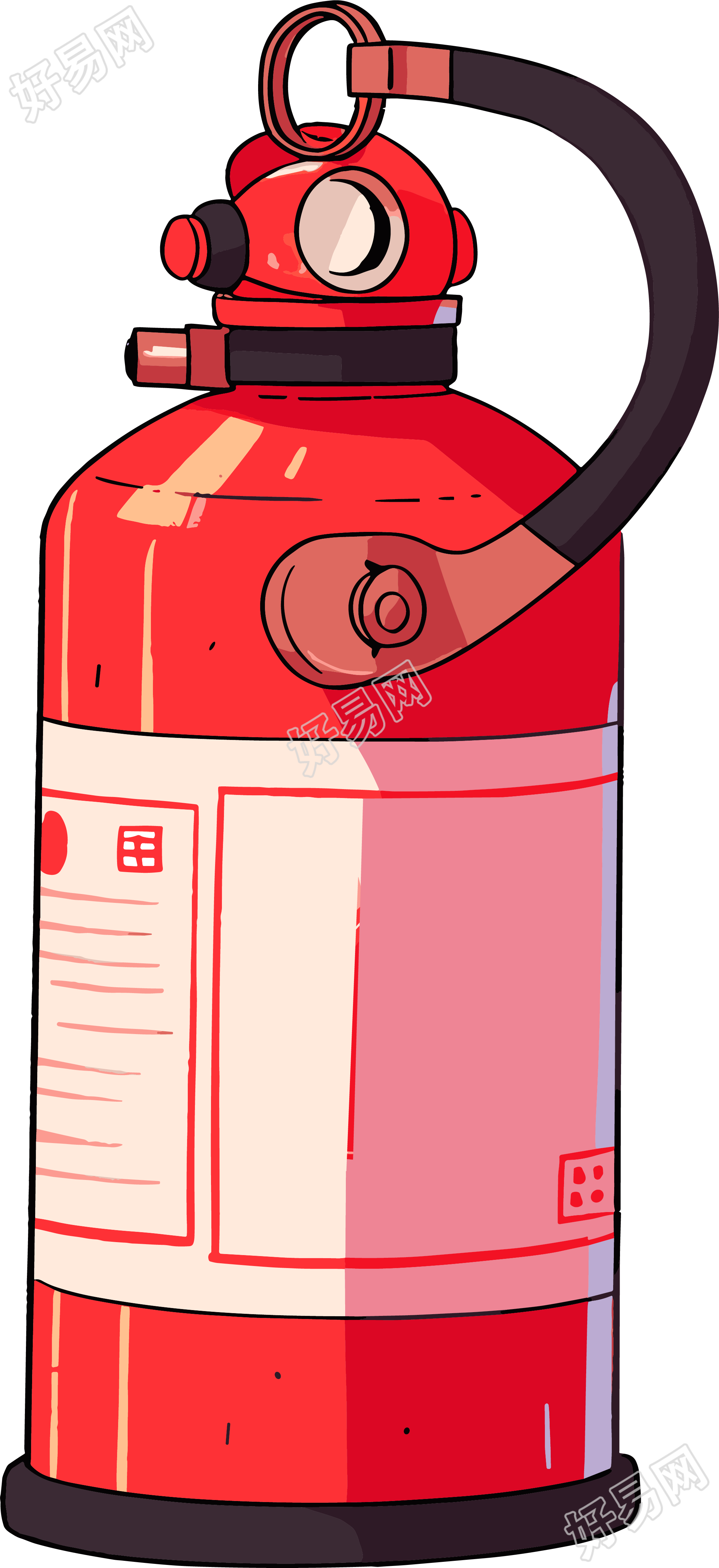 灭火器卡通风格插图