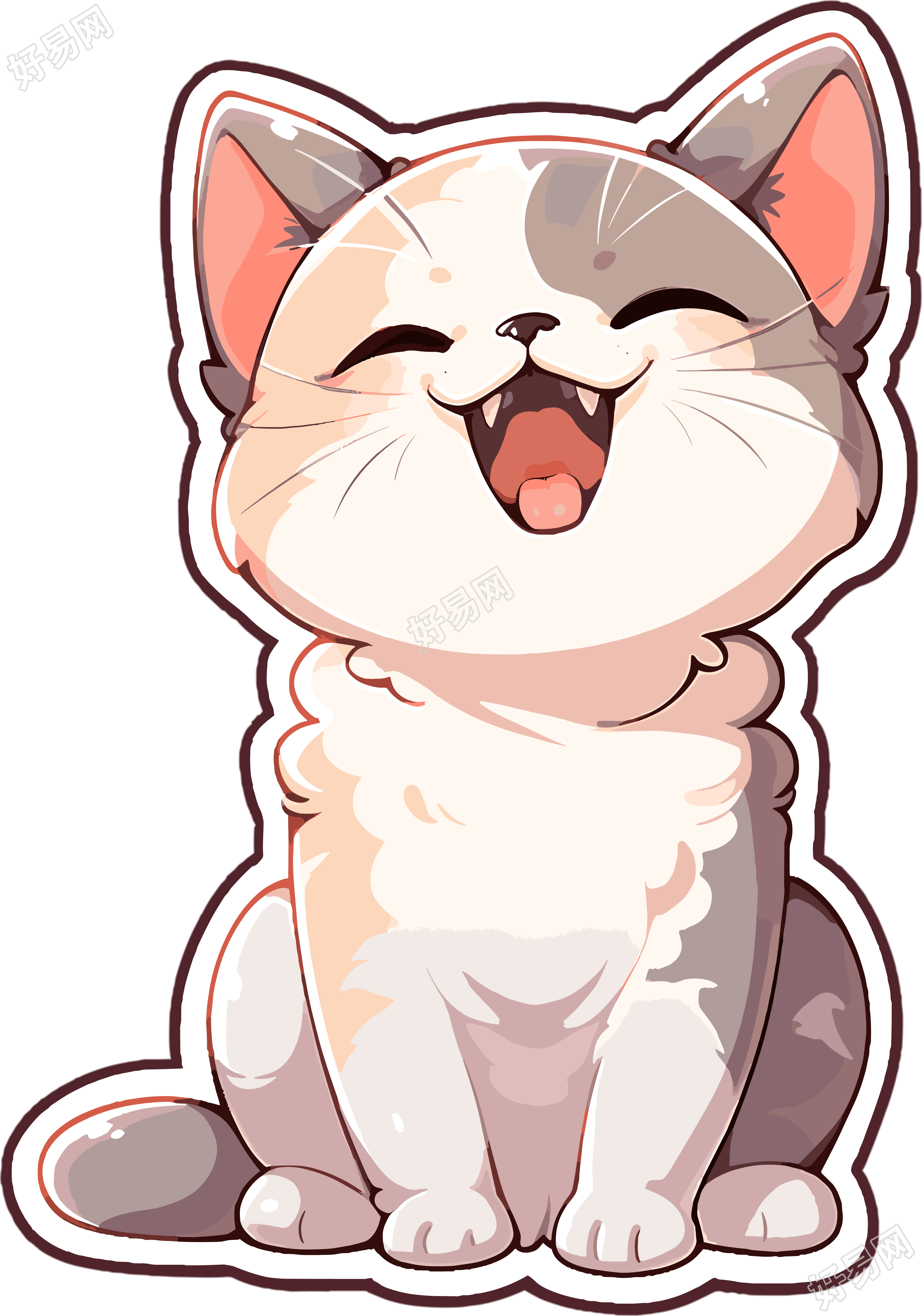 猫咪贴纸插画设计元素