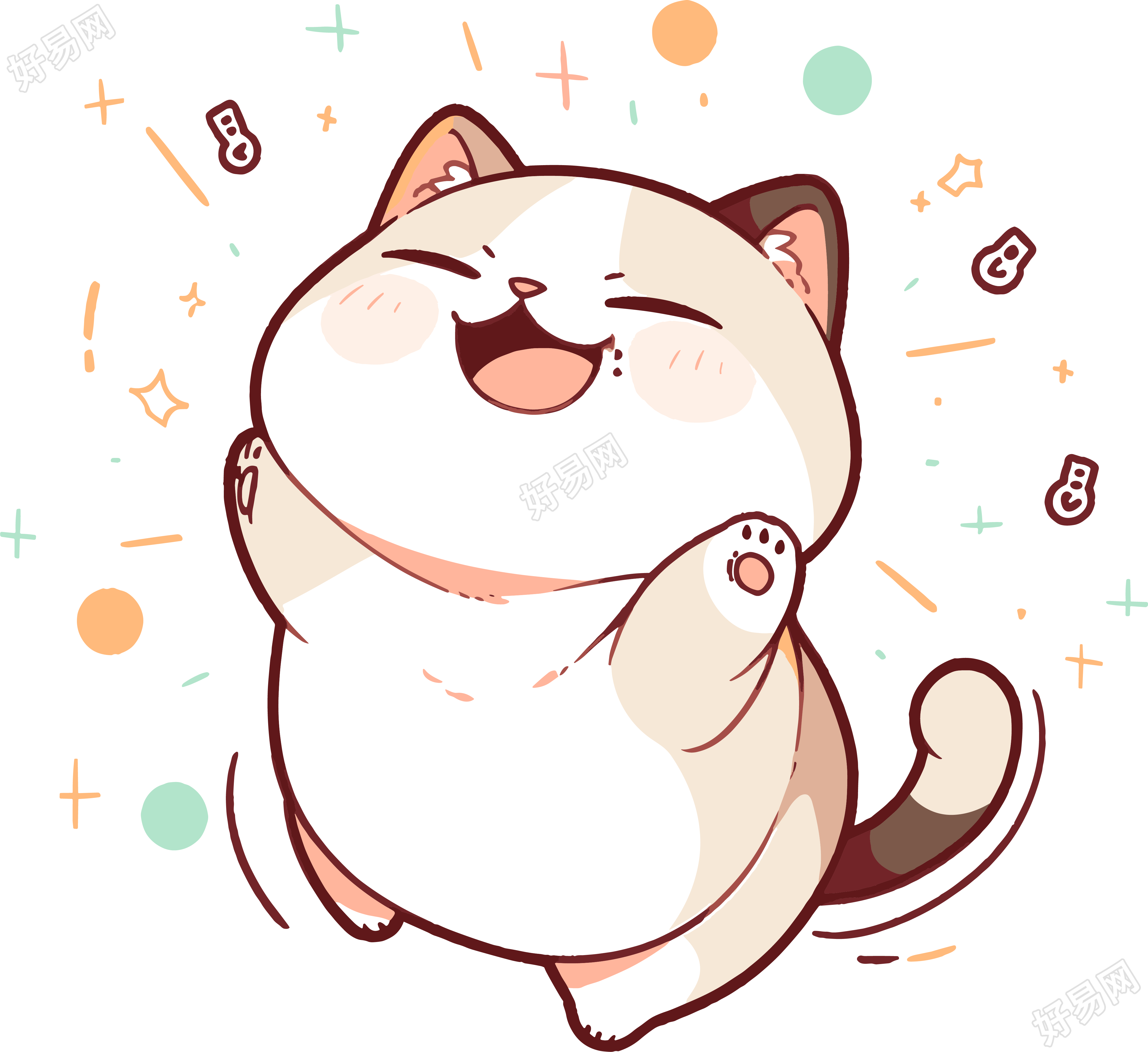 猫咪贴纸有趣图形素材