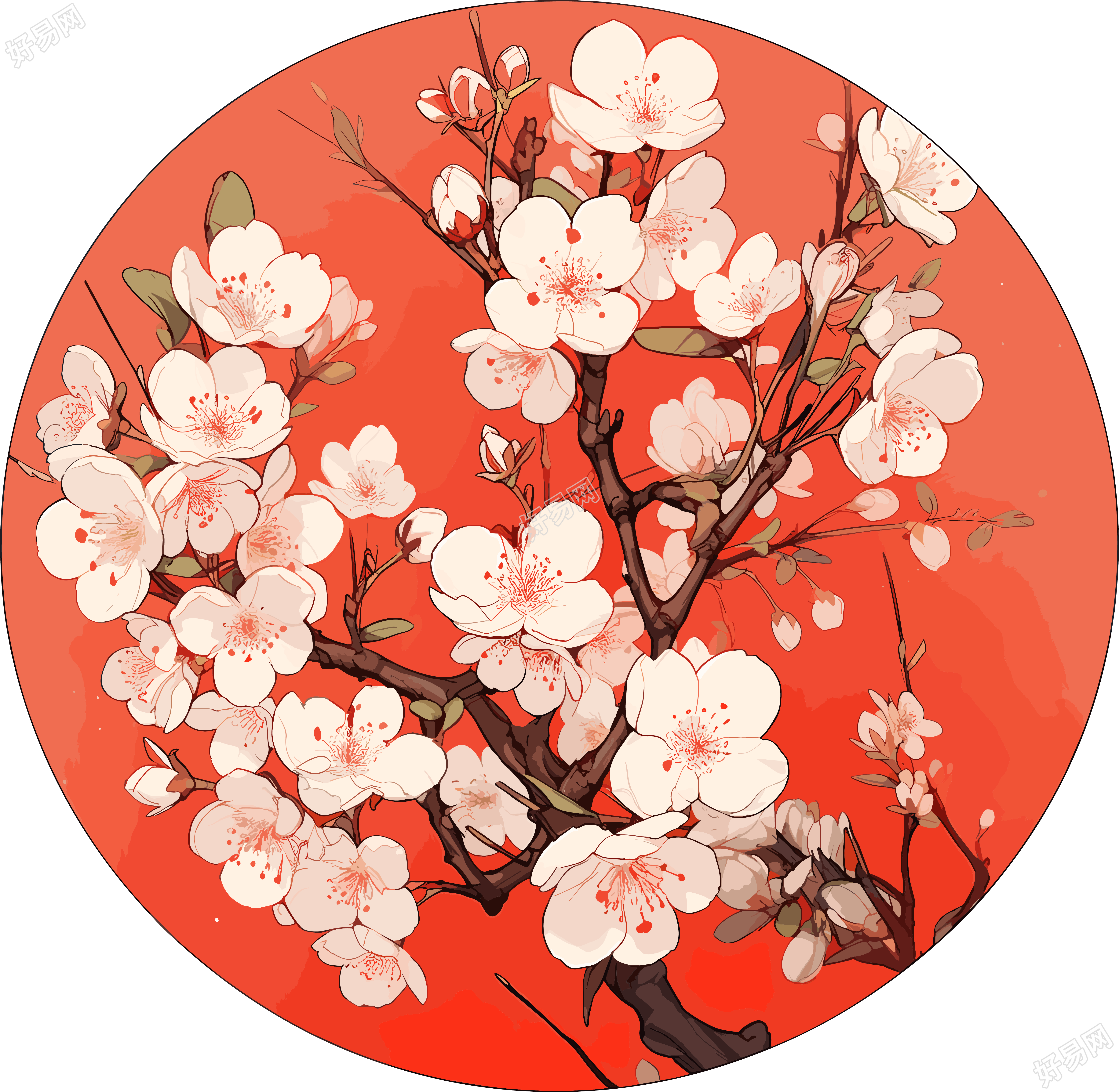梅花花开商用插画
