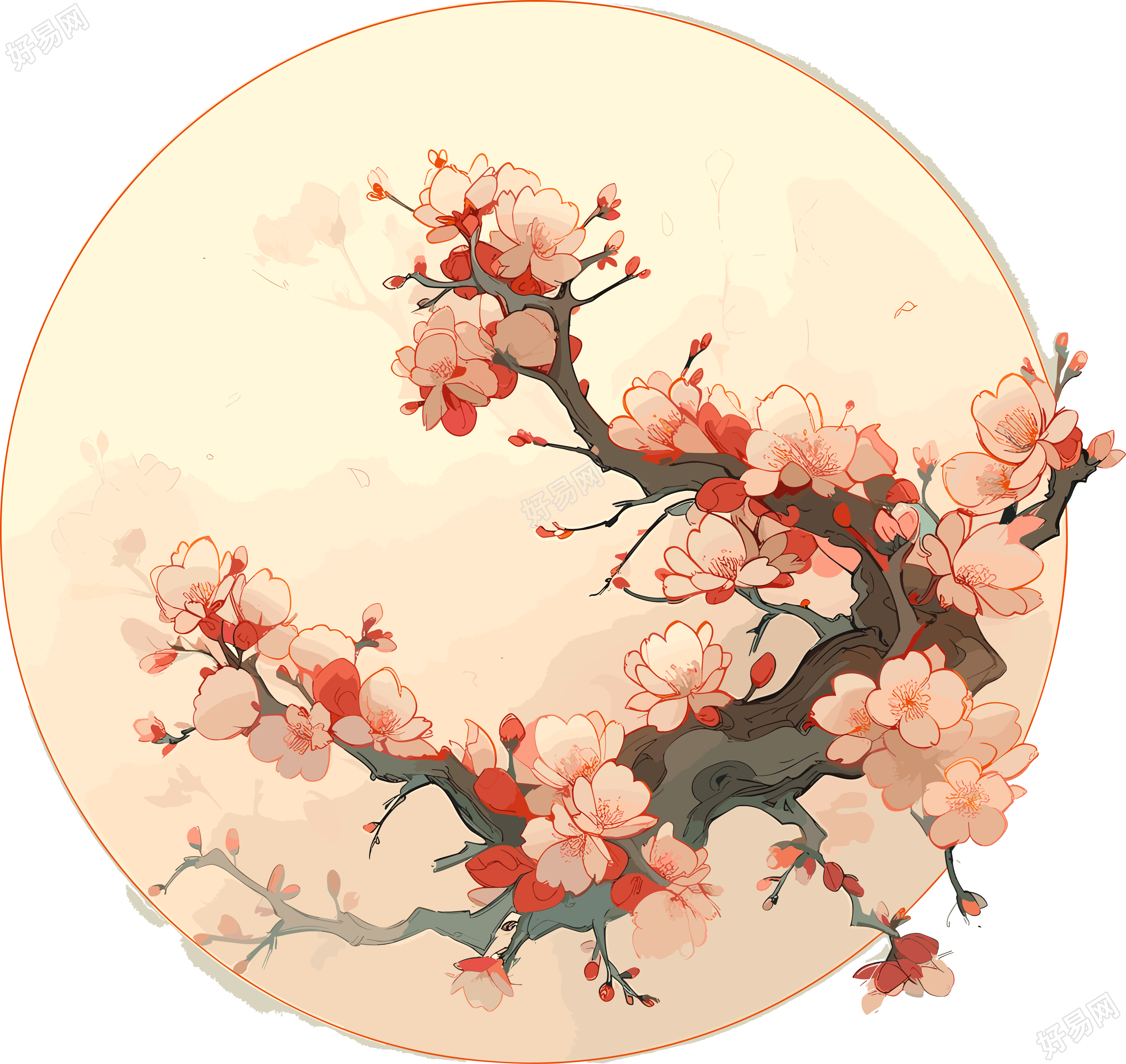 梅花PNG图案素材插画