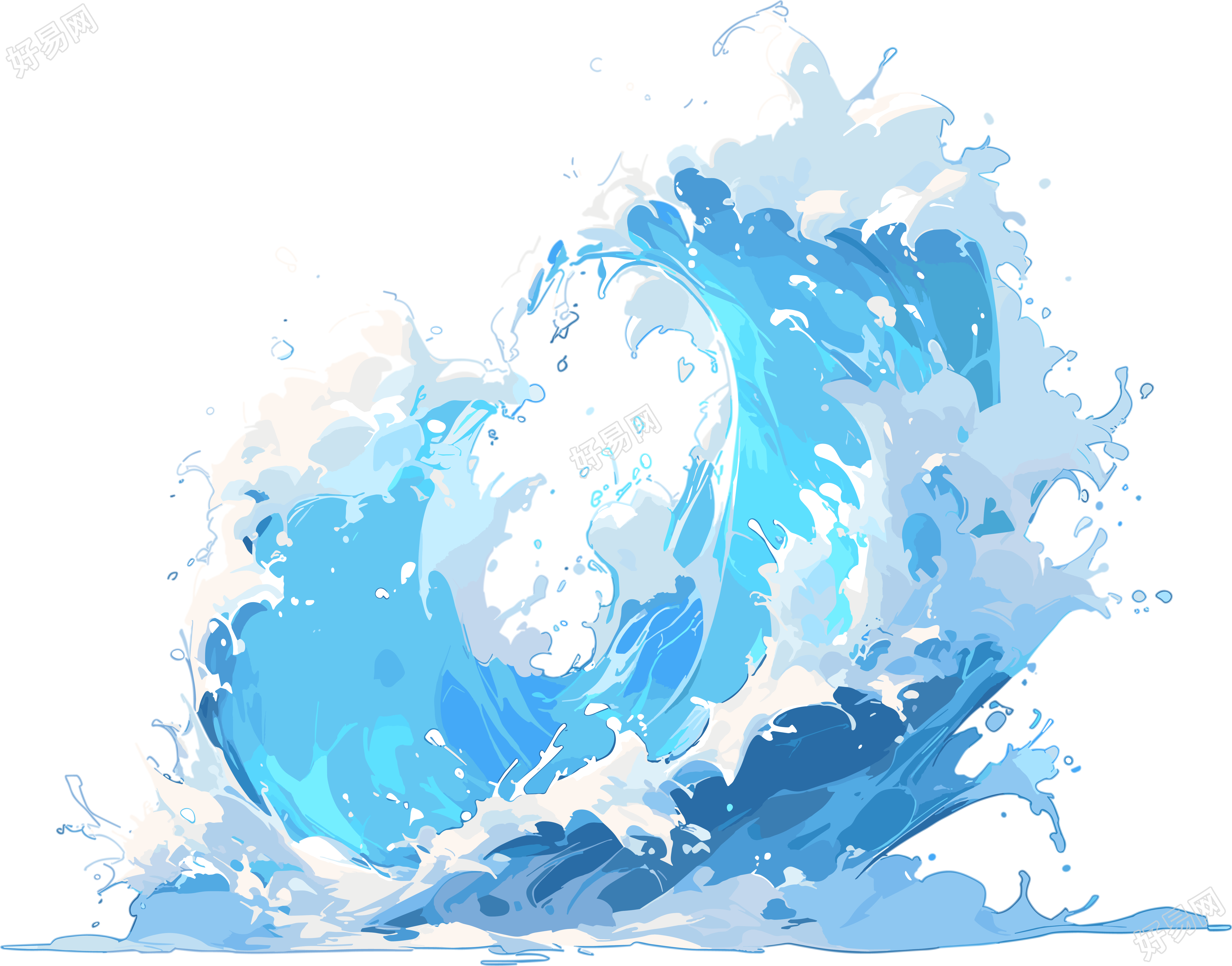 蓝色海浪商业插画