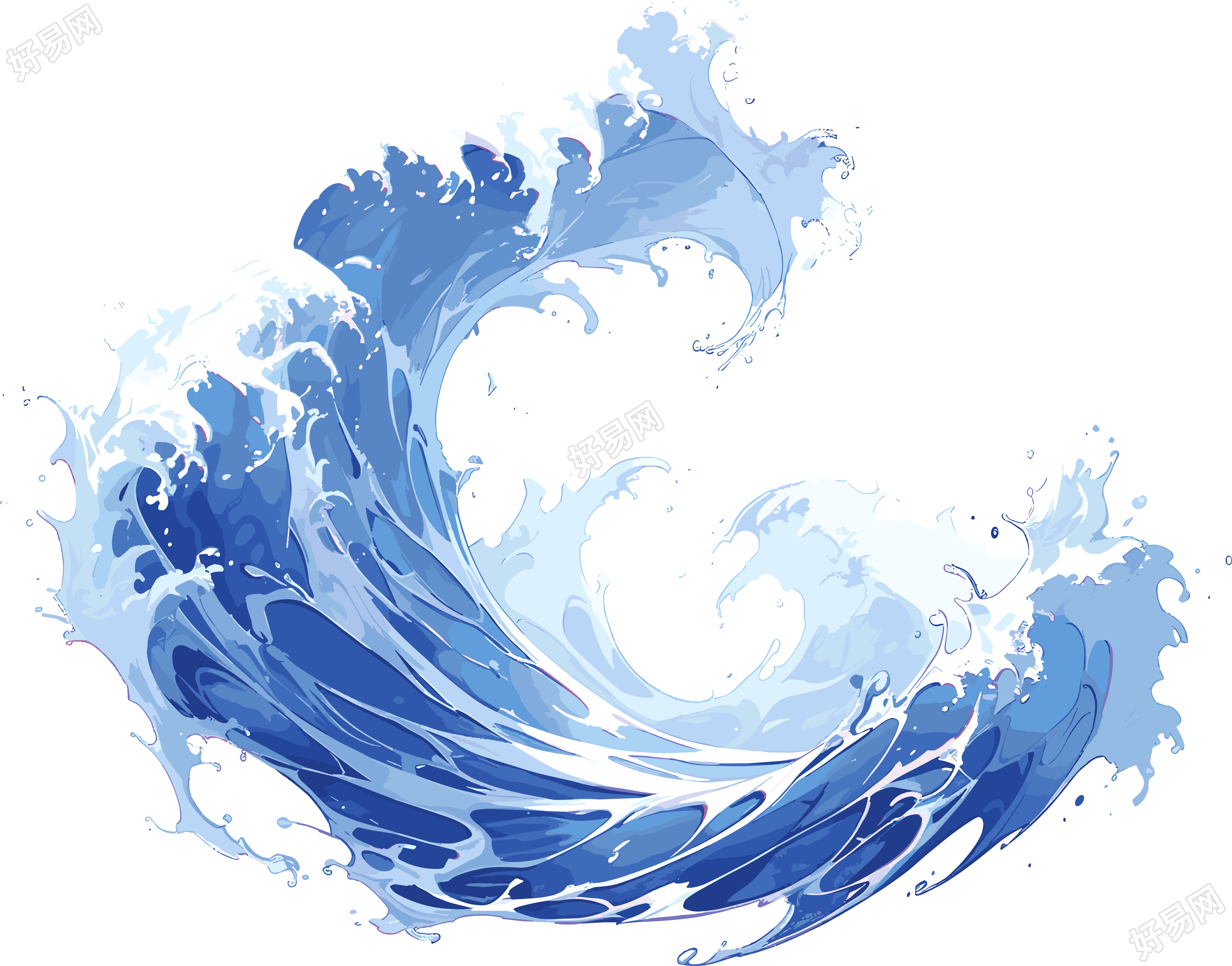 蓝色海浪创意设计插画素材