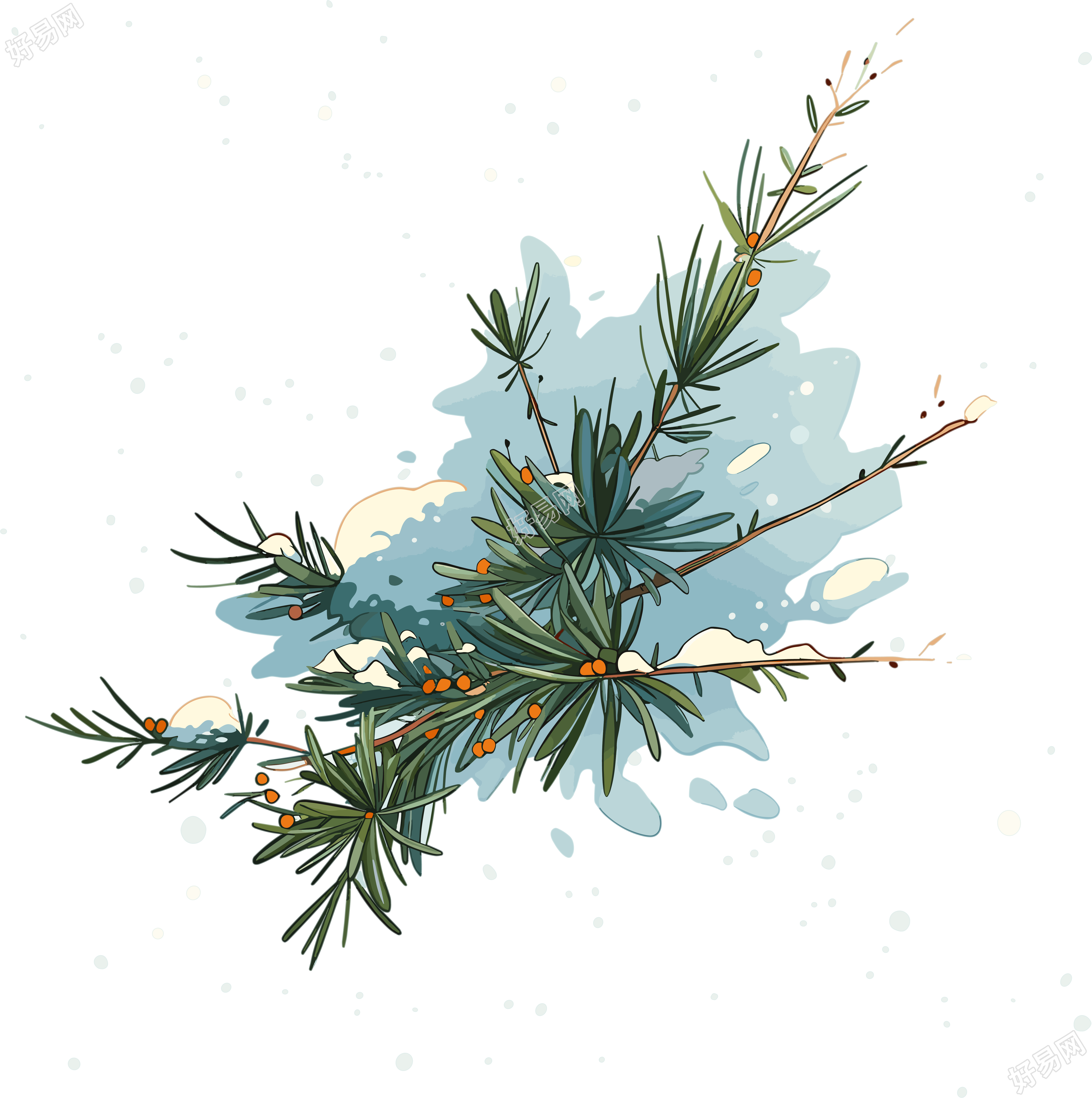 松枝积雪素材
