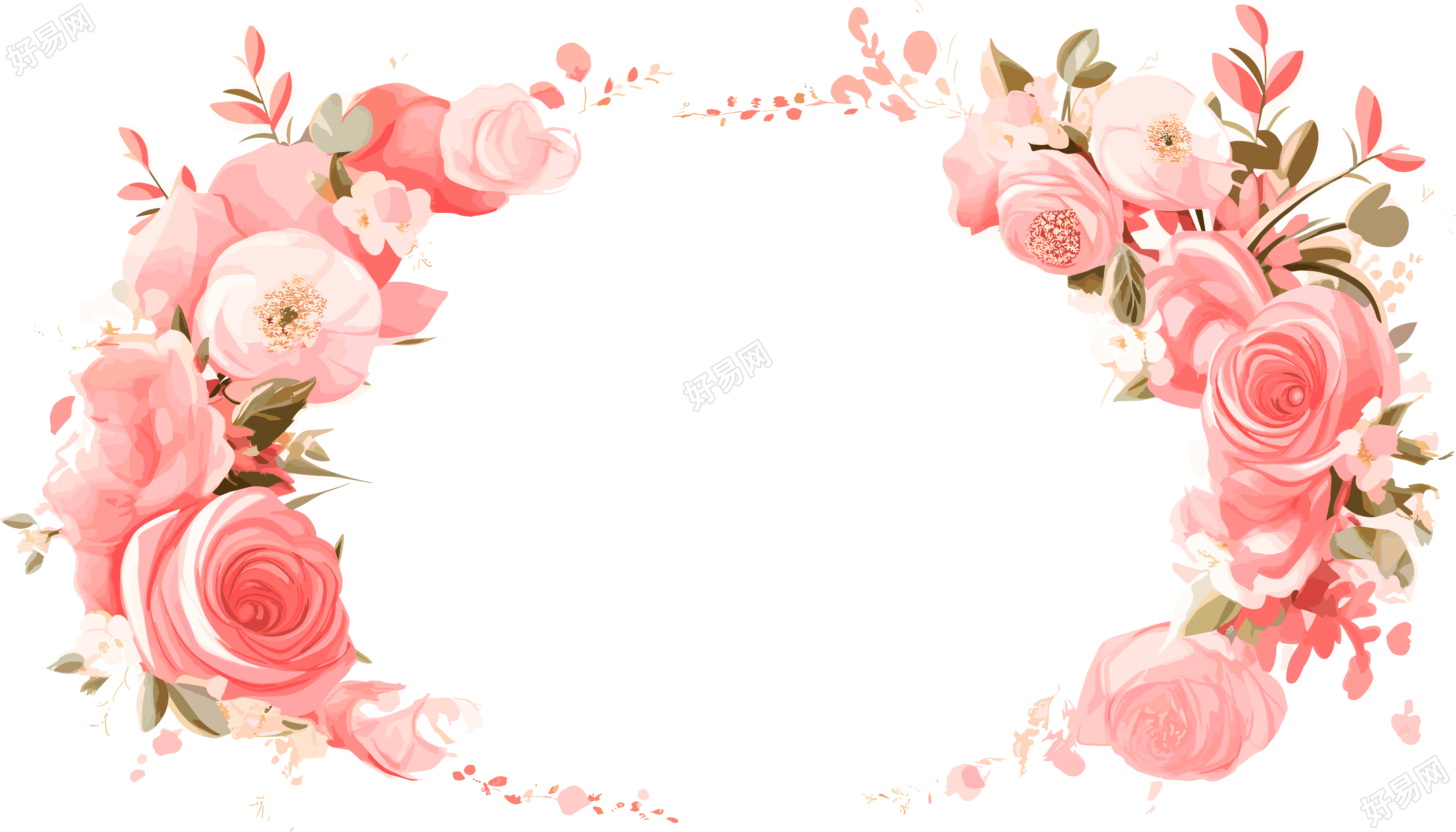 粉色花环边框可商用插图