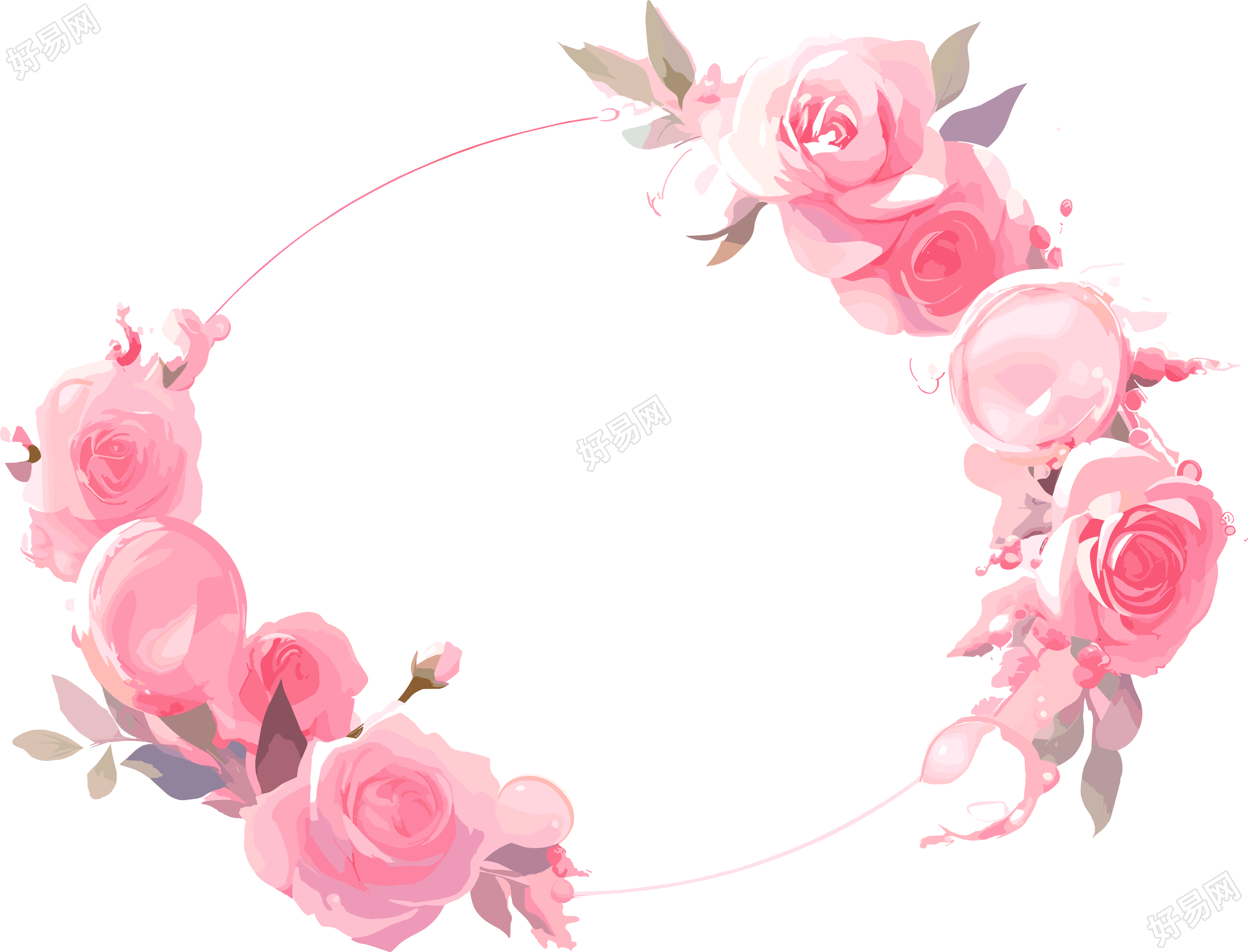 粉色花环商用插画素材