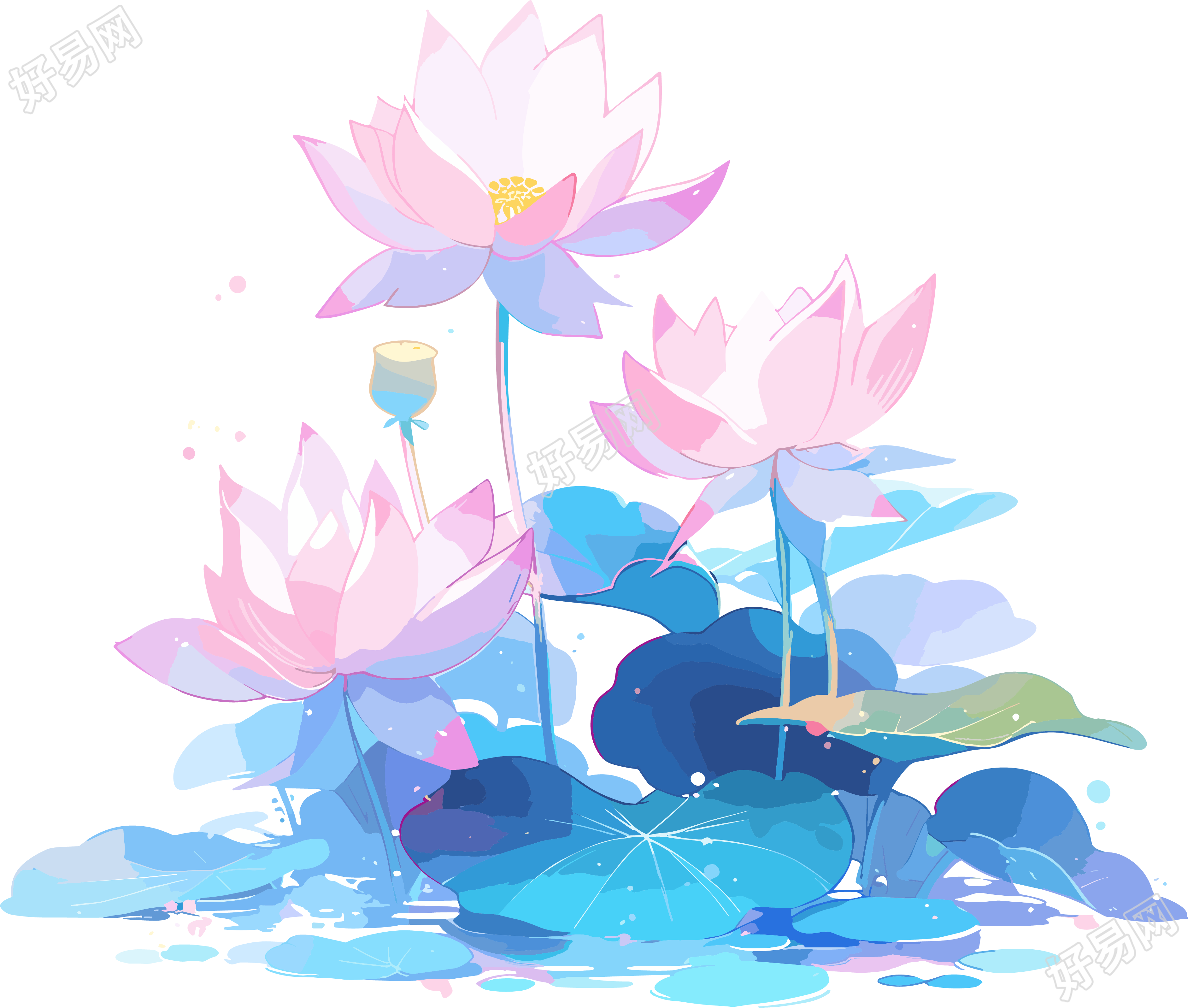 莲花儿童插画可商用素材