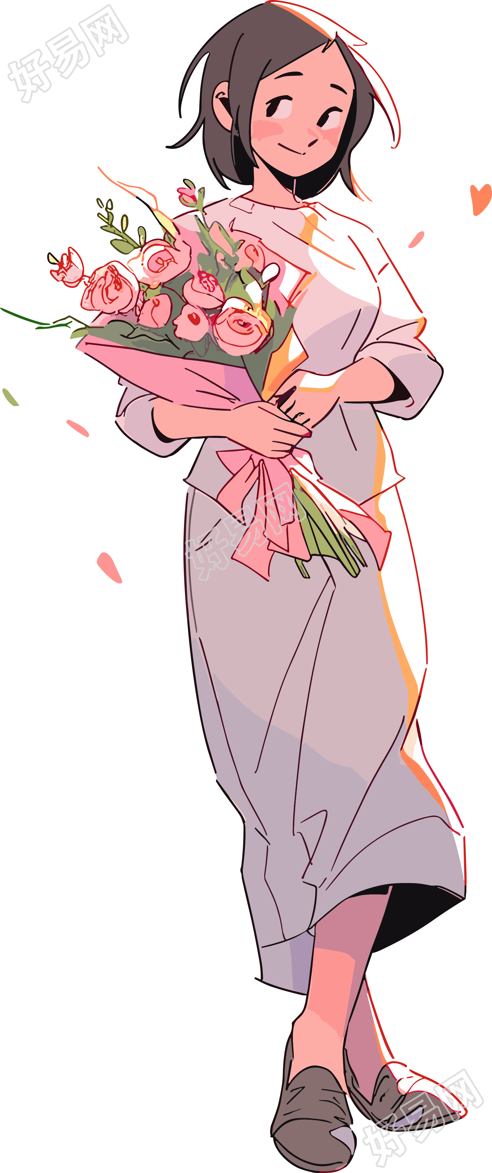 教师节卡通女老师花素材